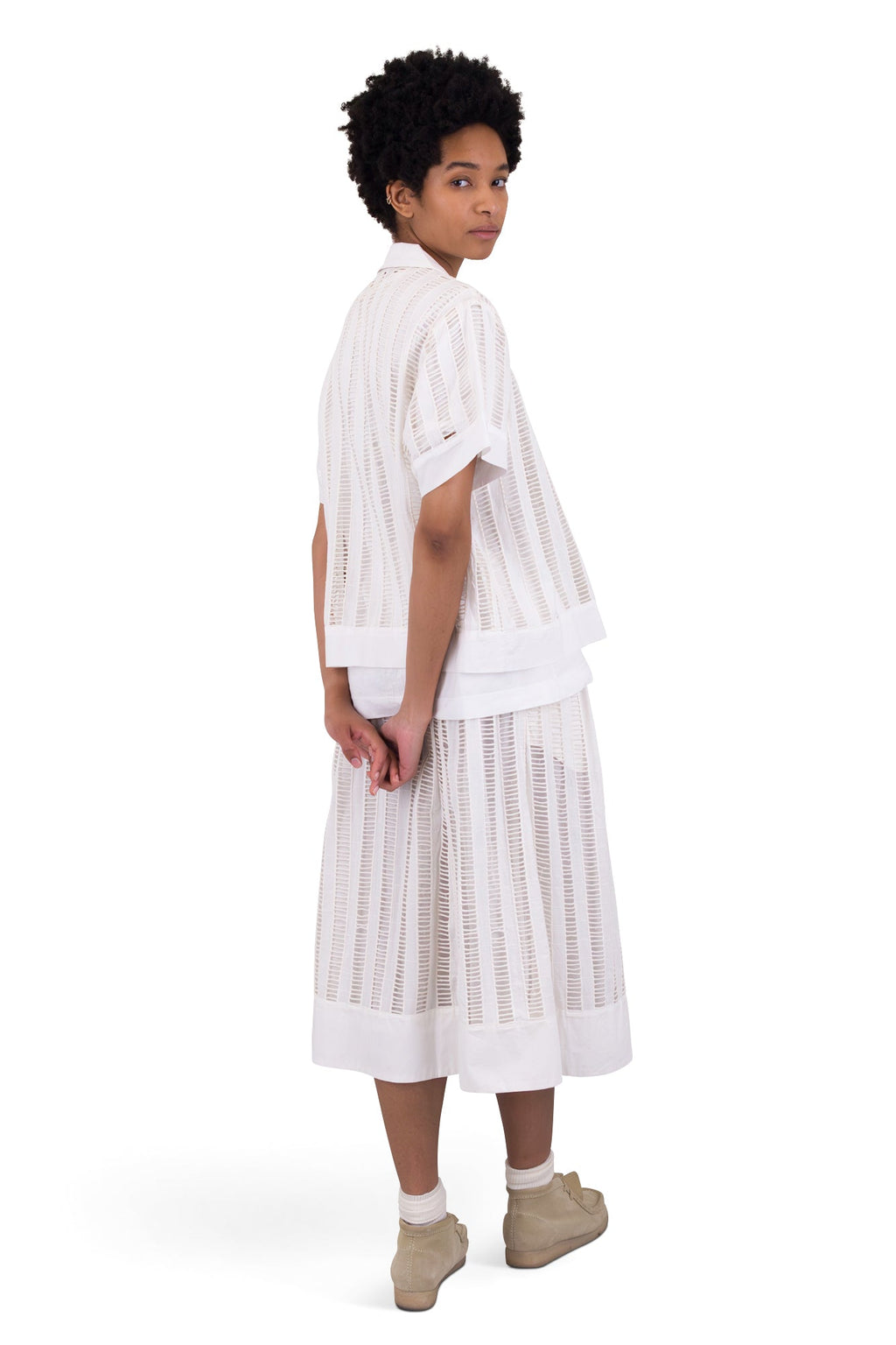 Full Seam Skirt - Ecru Ladder Embroidery