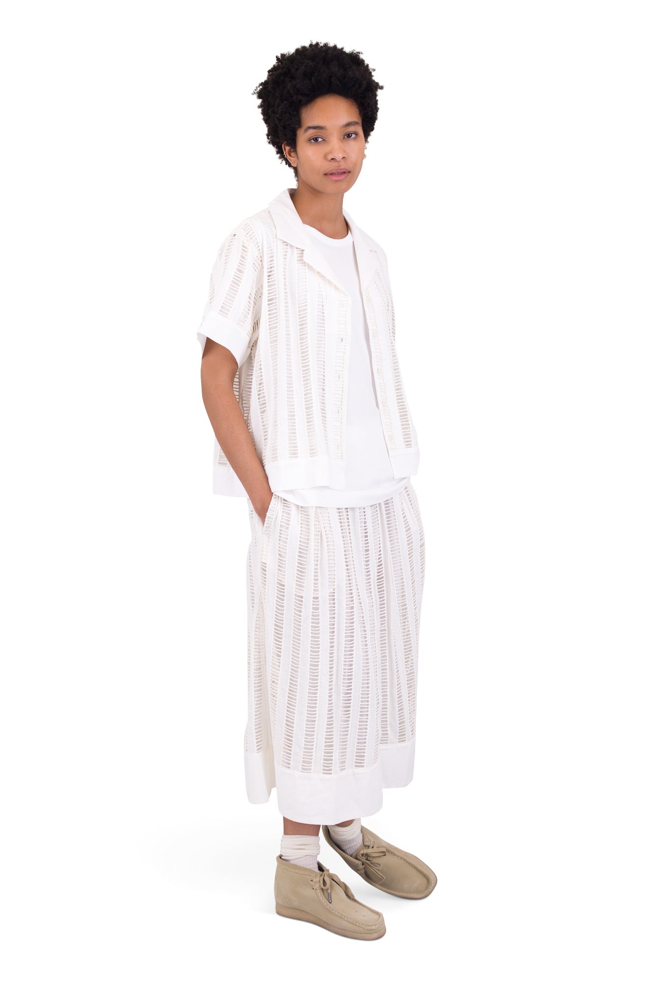 Full Seam Skirt - Ecru Ladder Embroidery