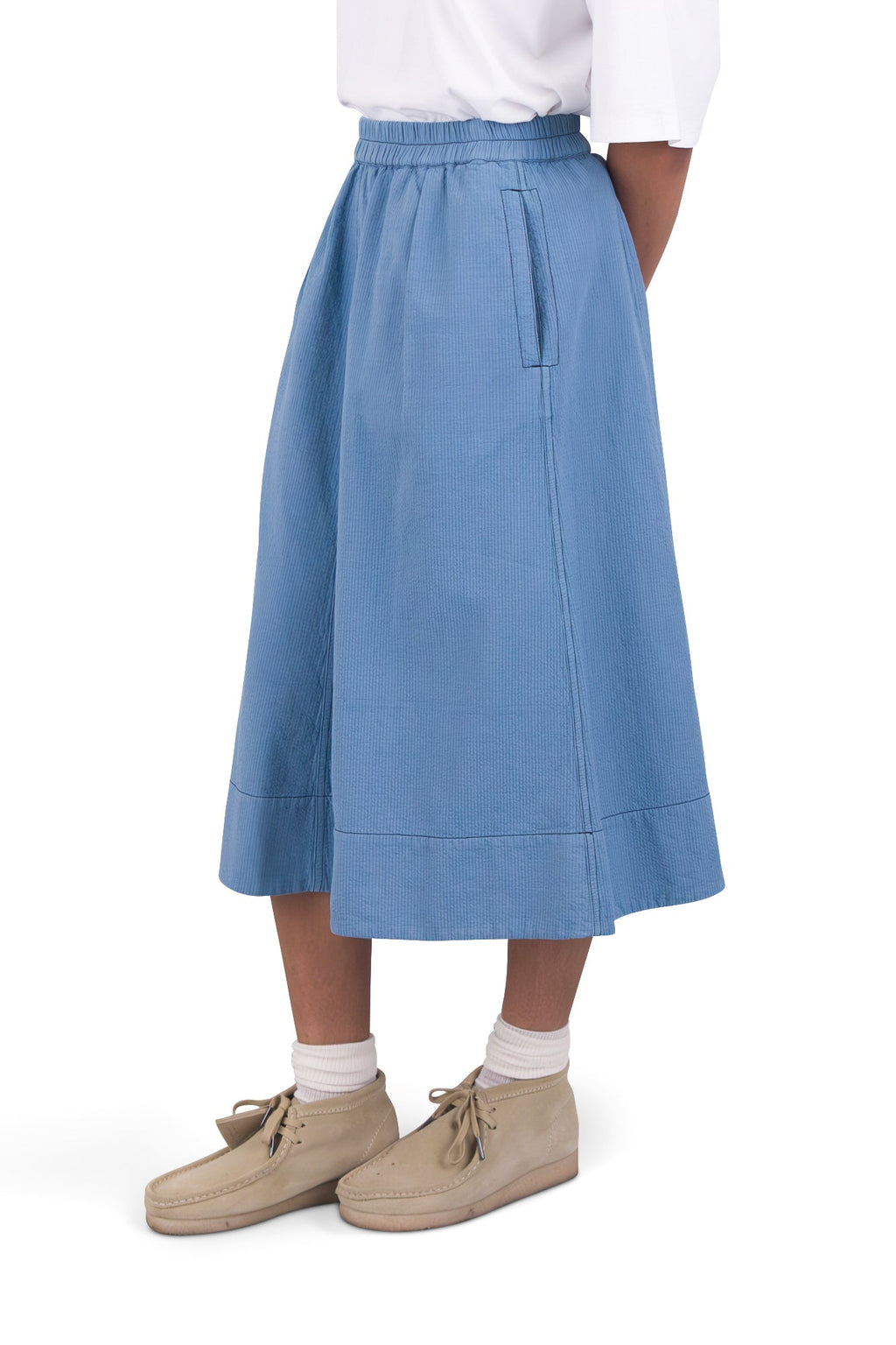 Full Seam Skirt - Light Indigo Topstitch