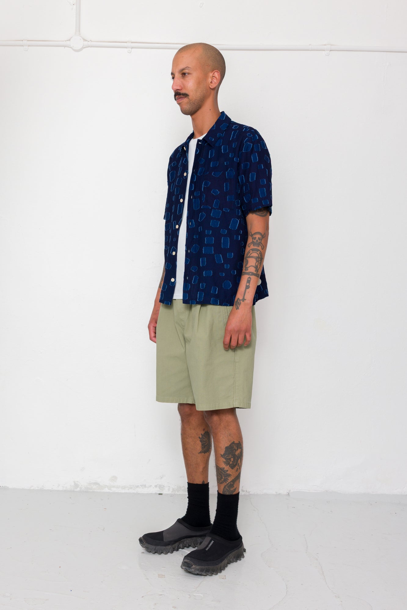 Gabe Shirt - Indigo Irregular Dot