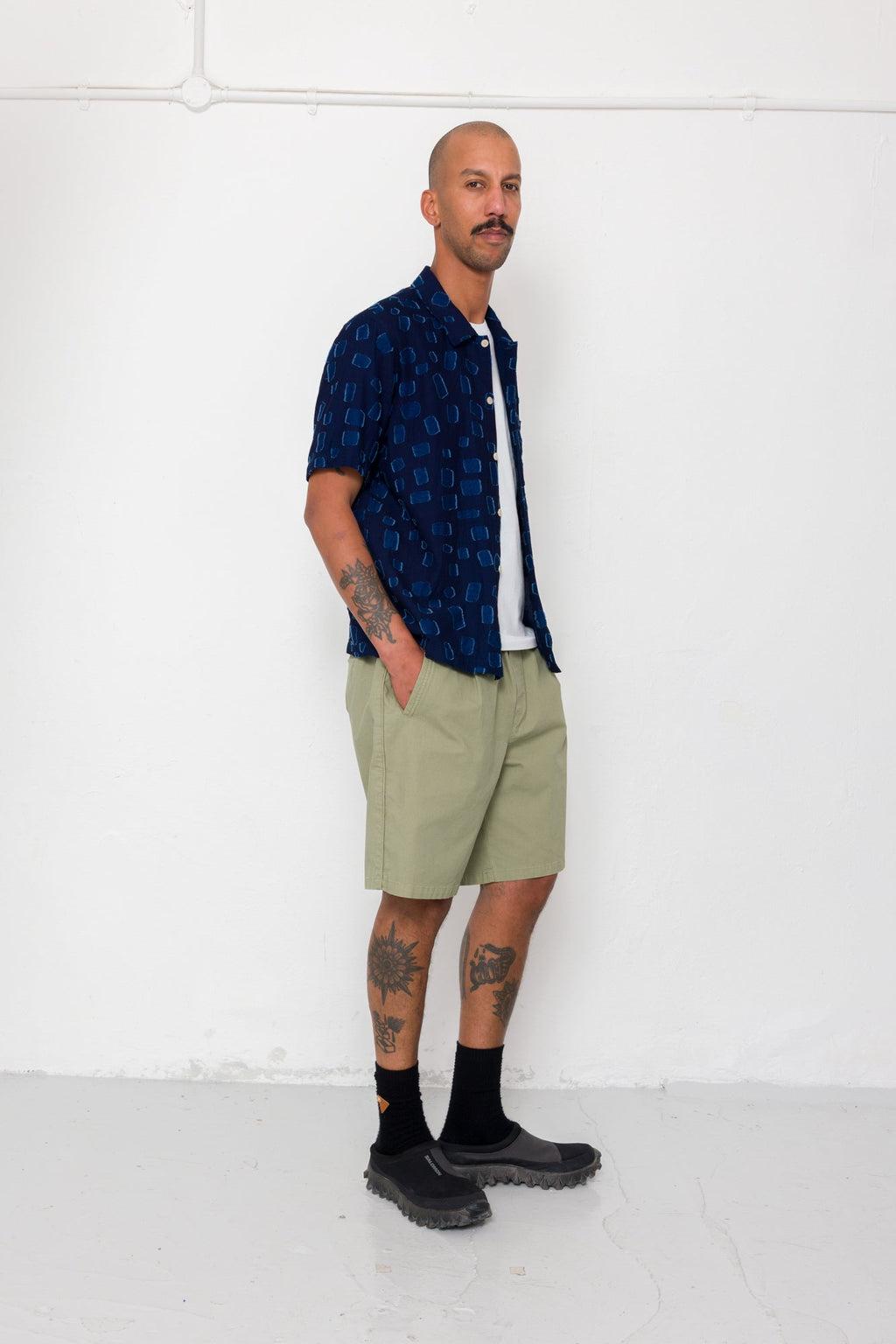 Gabe Shirt - Indigo Irregular Dot