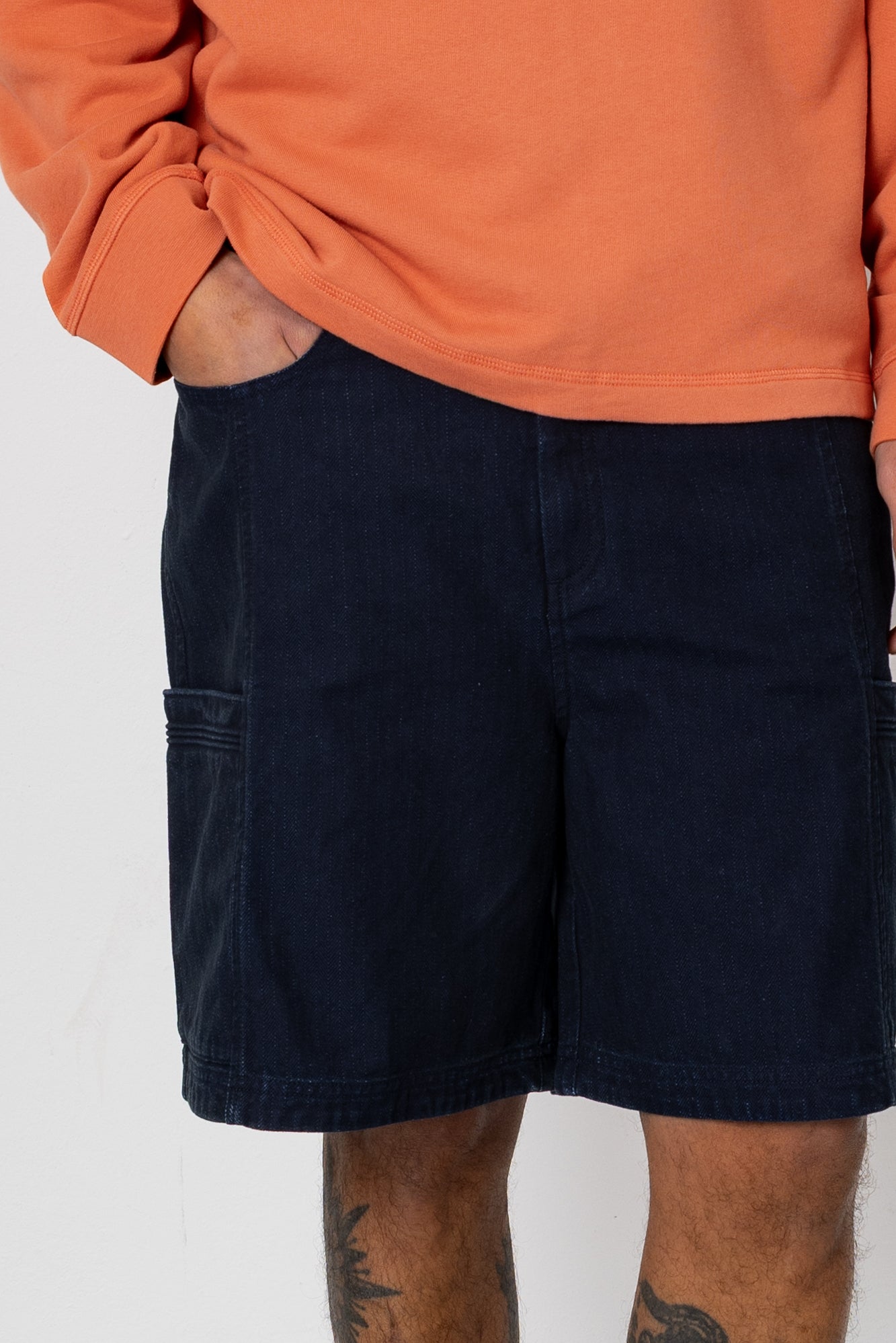 Lunar Jean Short - Deep Indigo Herringbone