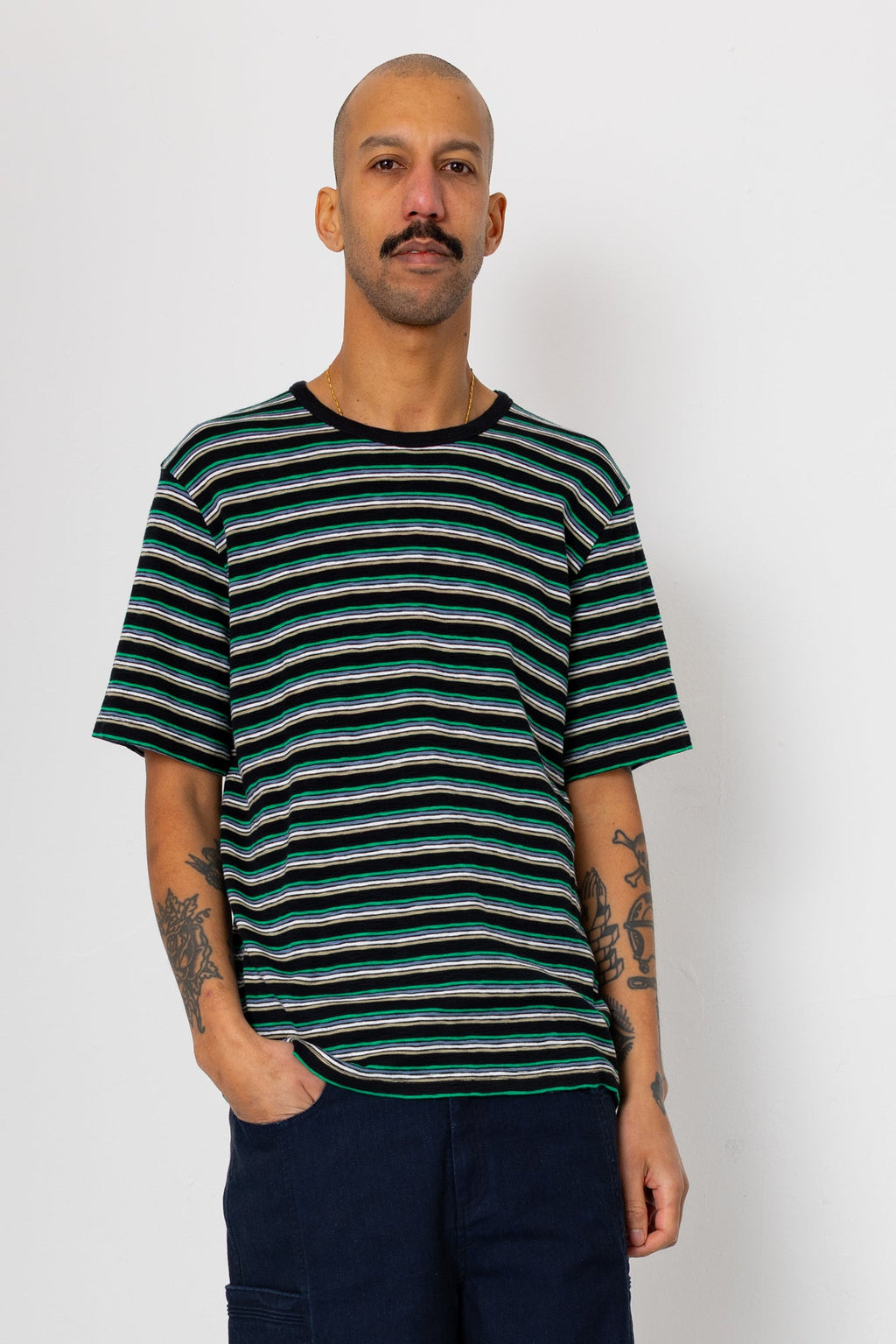 Multistripe T-Shirt - Black / Green Mix