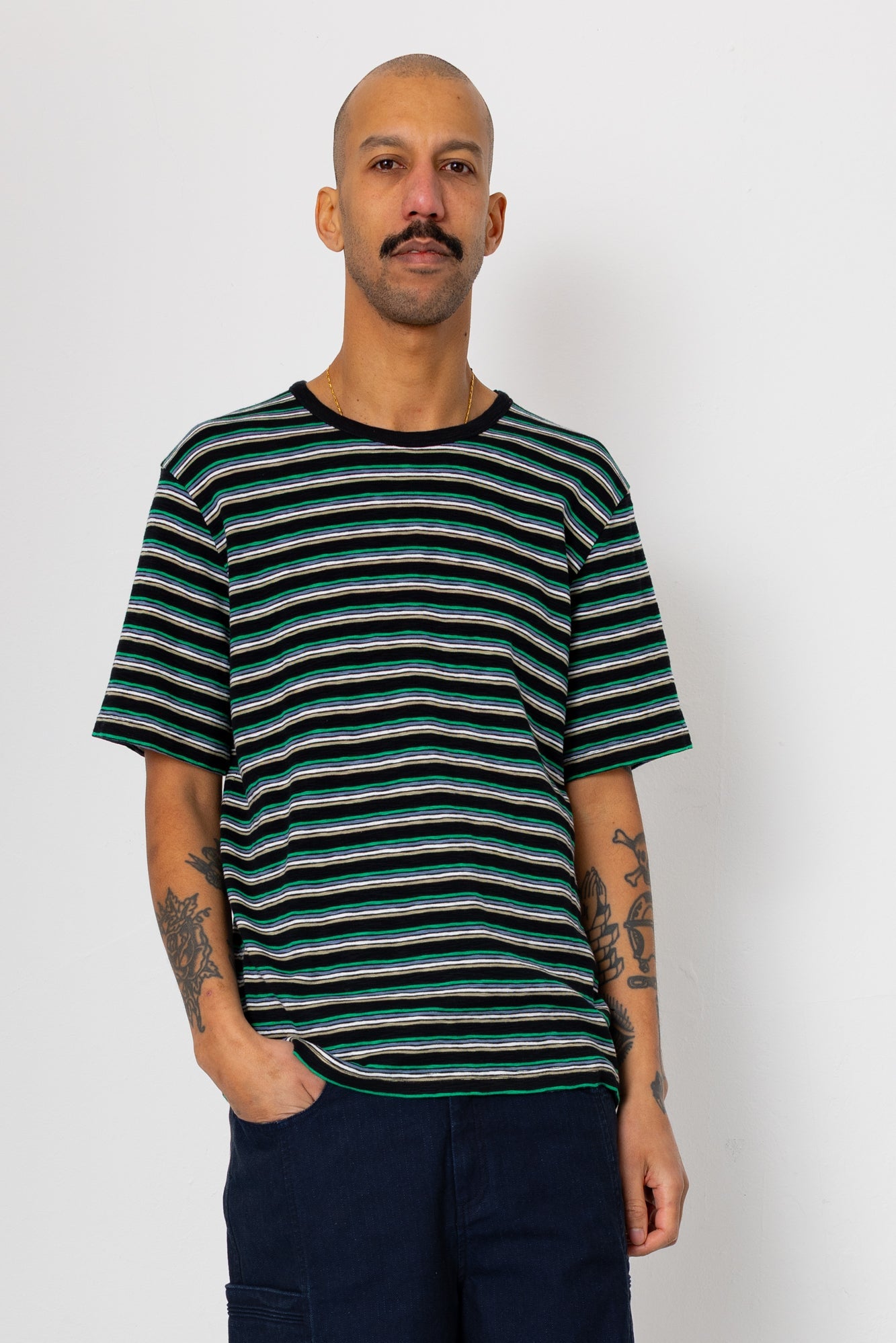 Multistripe T-Shirt - Black / Green Mix