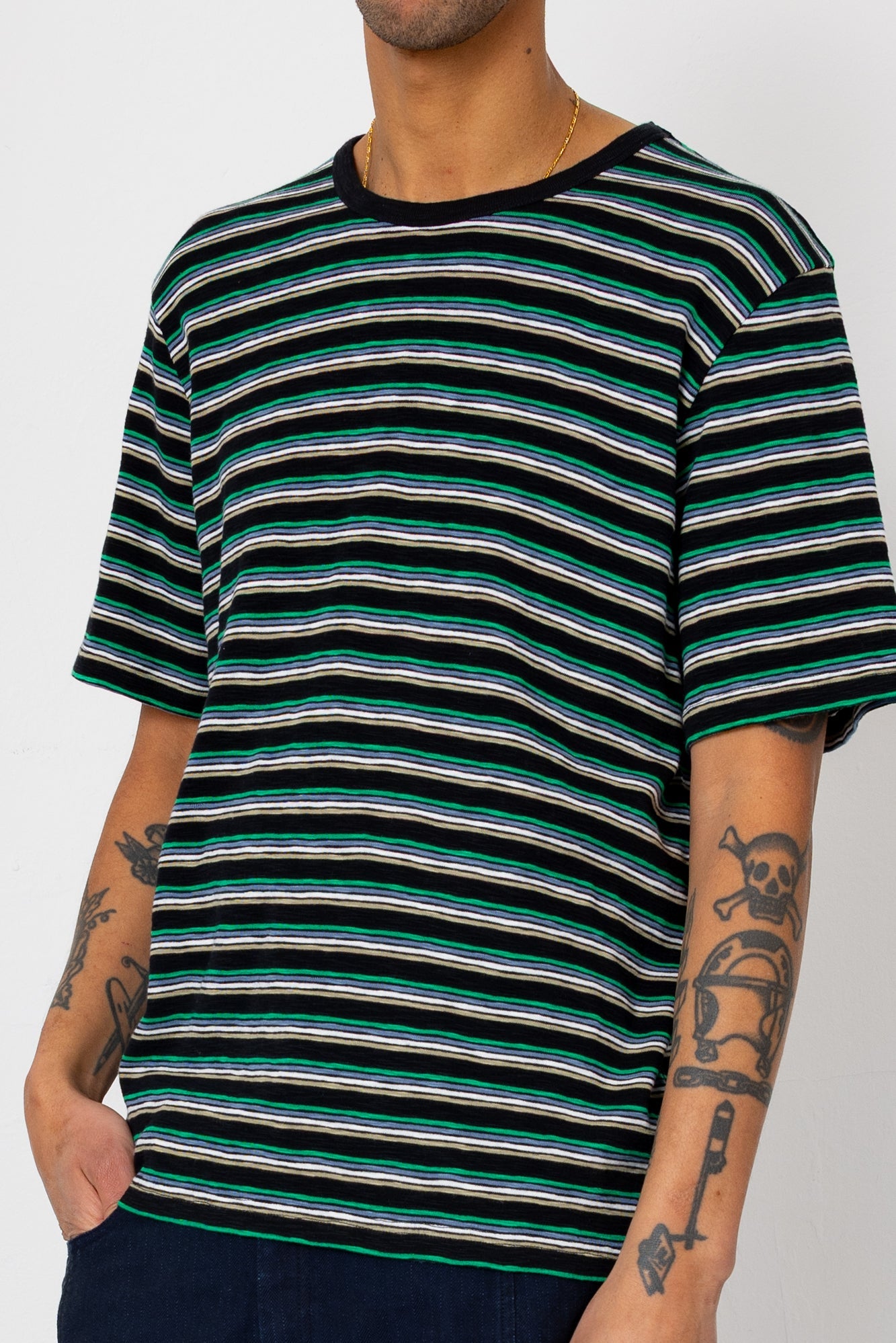 Multistripe T-Shirt - Black / Green Mix