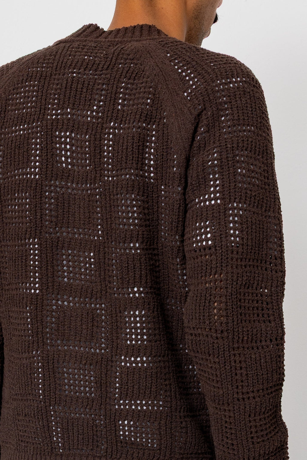 Open Knit Bomber - Chocolate