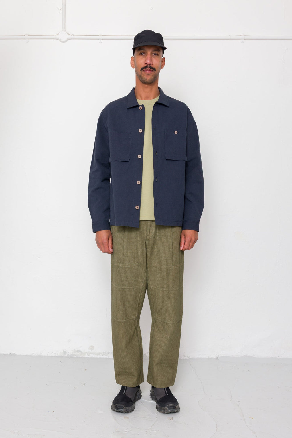 Patch Overshirt - Dark Navy Slub Linen