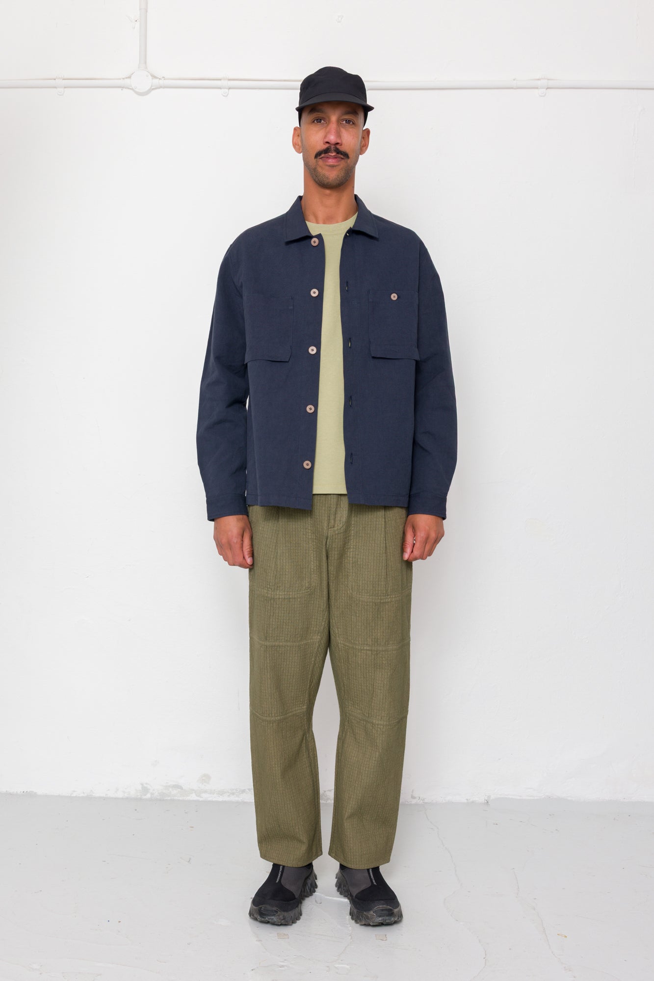 Patch Overshirt - Dark Navy Slub Linen