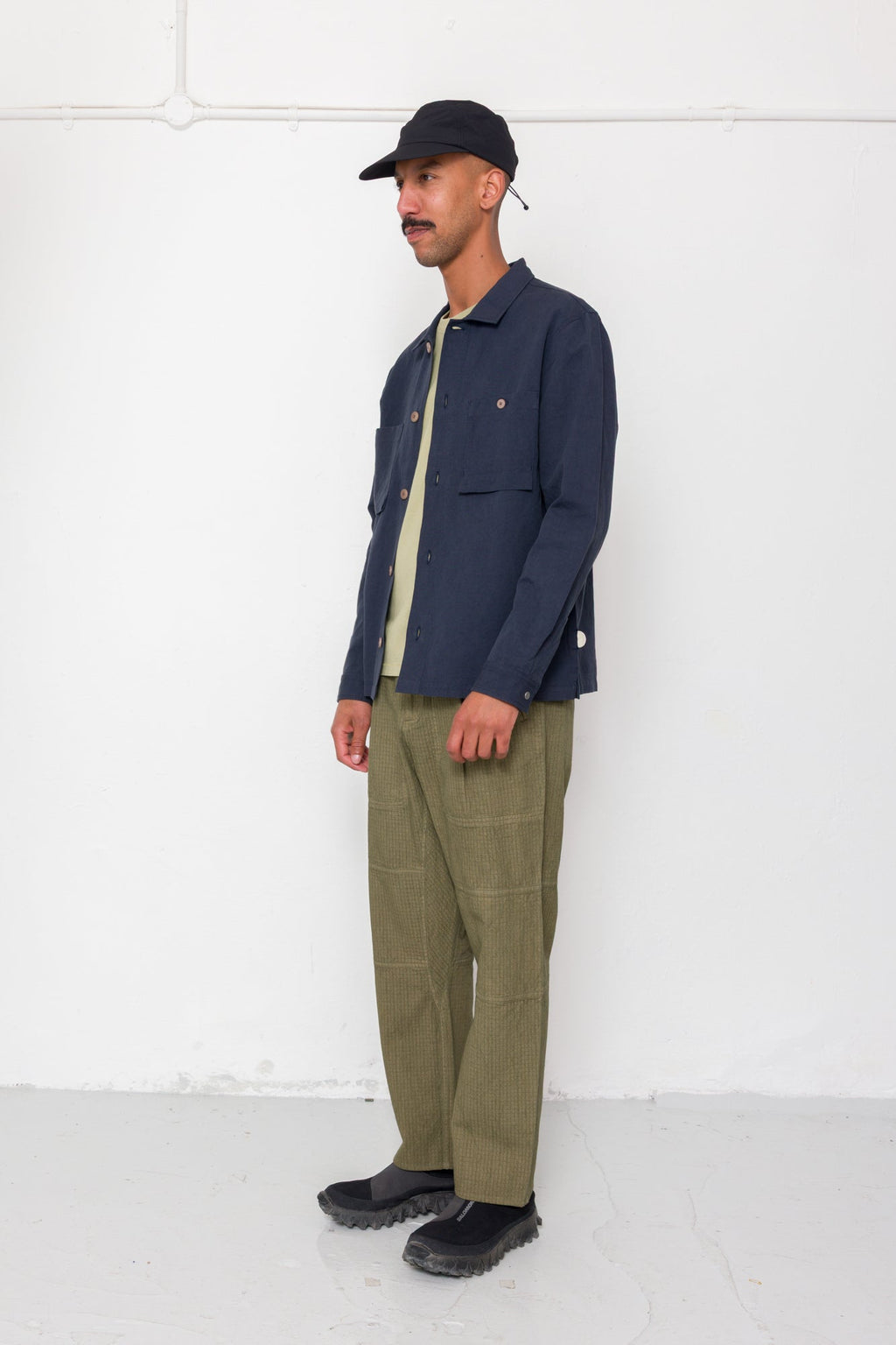 Patch Overshirt - Dark Navy Slub Linen