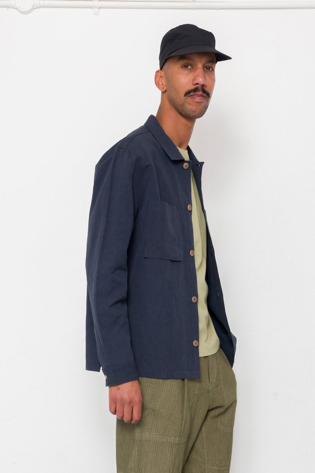 Patch Overshirt - Dark Navy Slub Linen