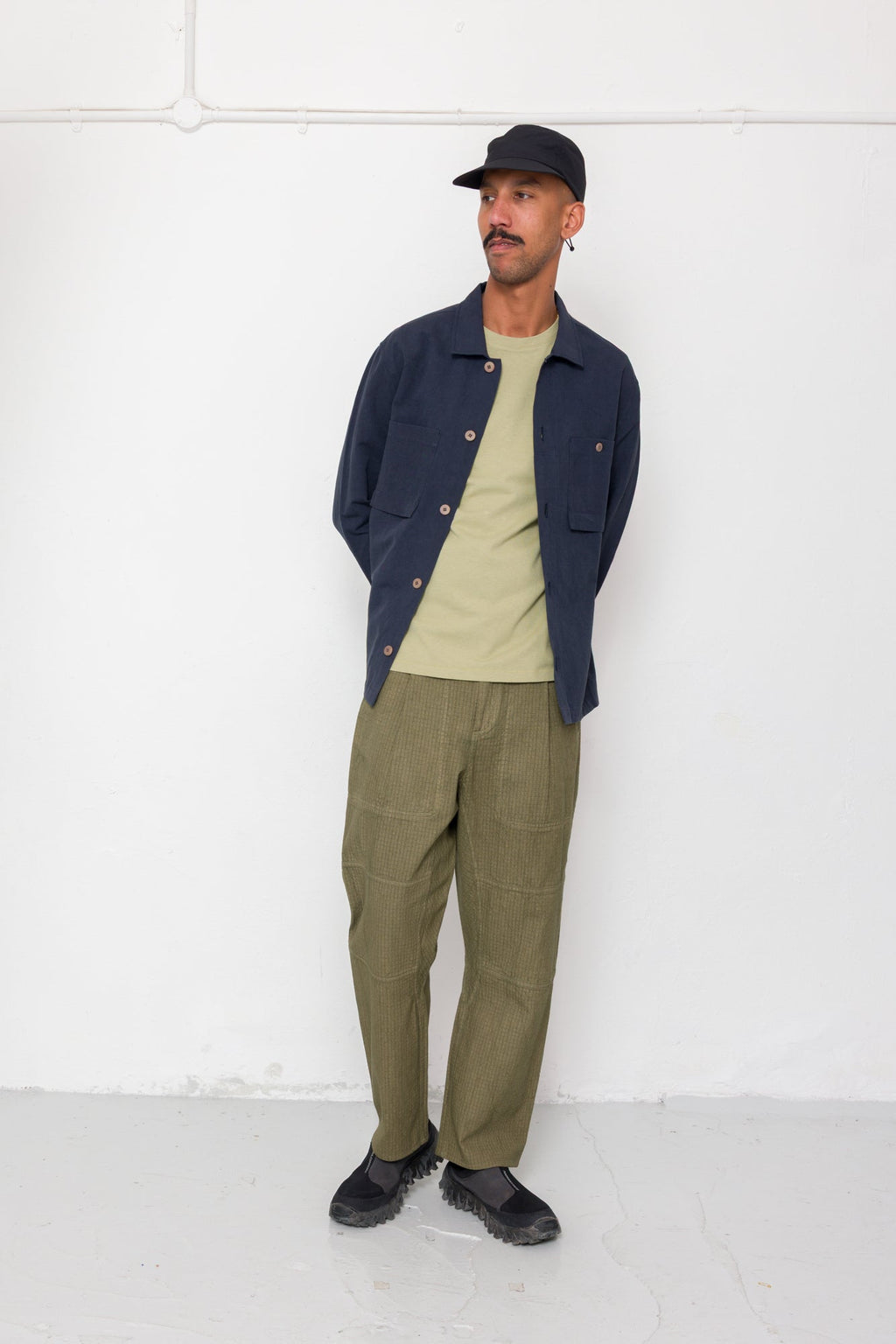 Patch Overshirt - Dark Navy Slub Linen