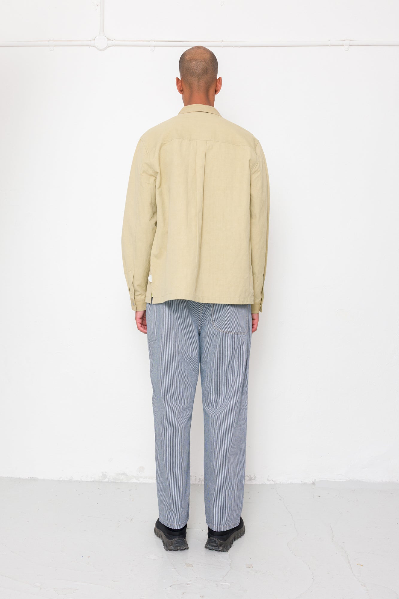 Patch Overshirt - Light Khaki Slub Linen