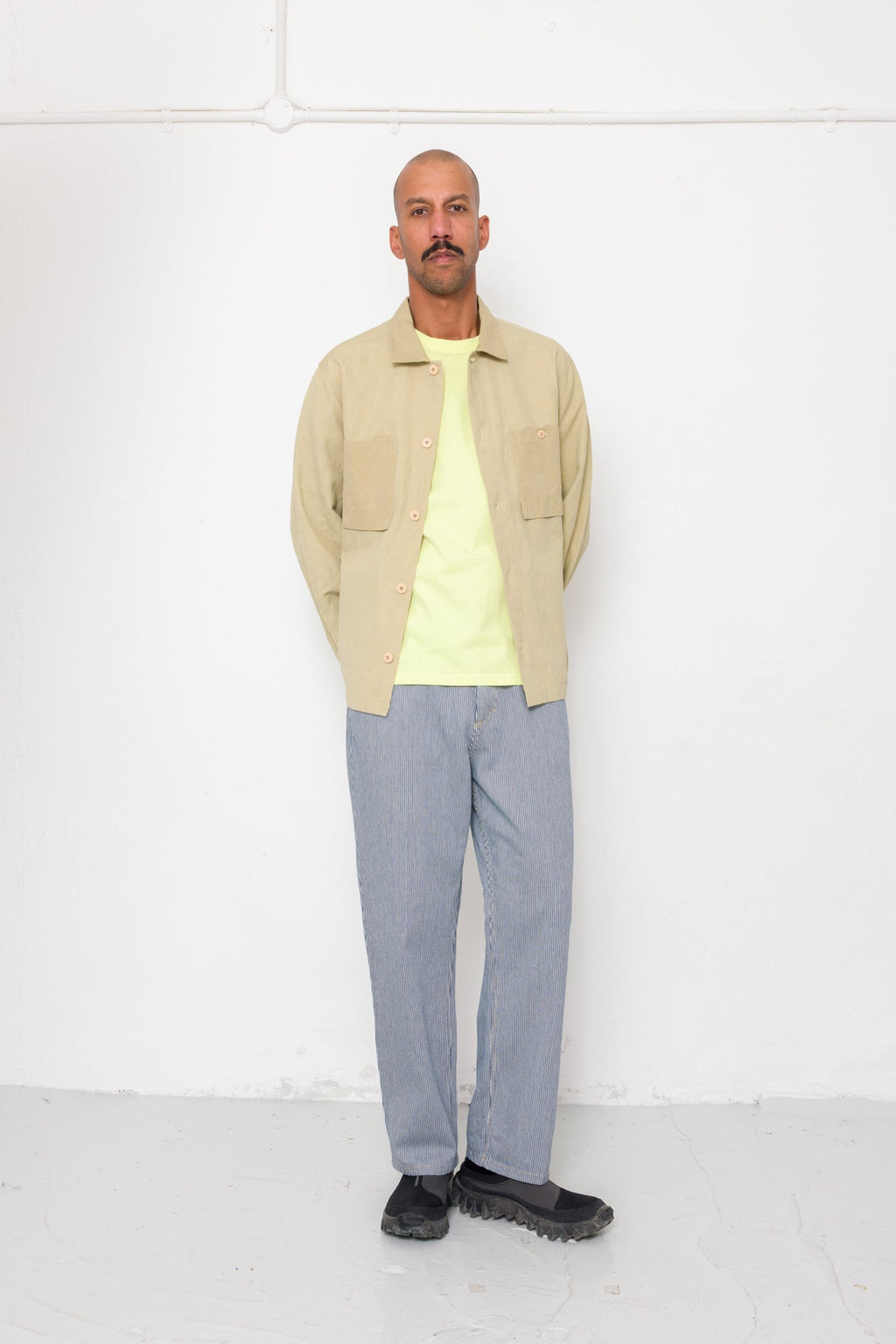 Patch Overshirt - Light Khaki Slub Linen