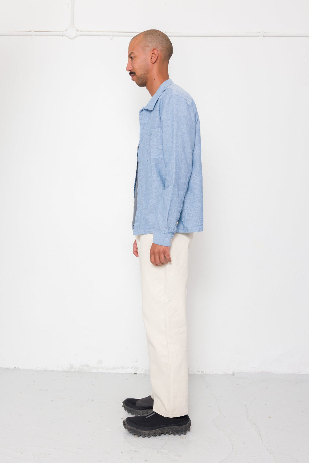 Patch Shirt - Light Indigo Basketweave