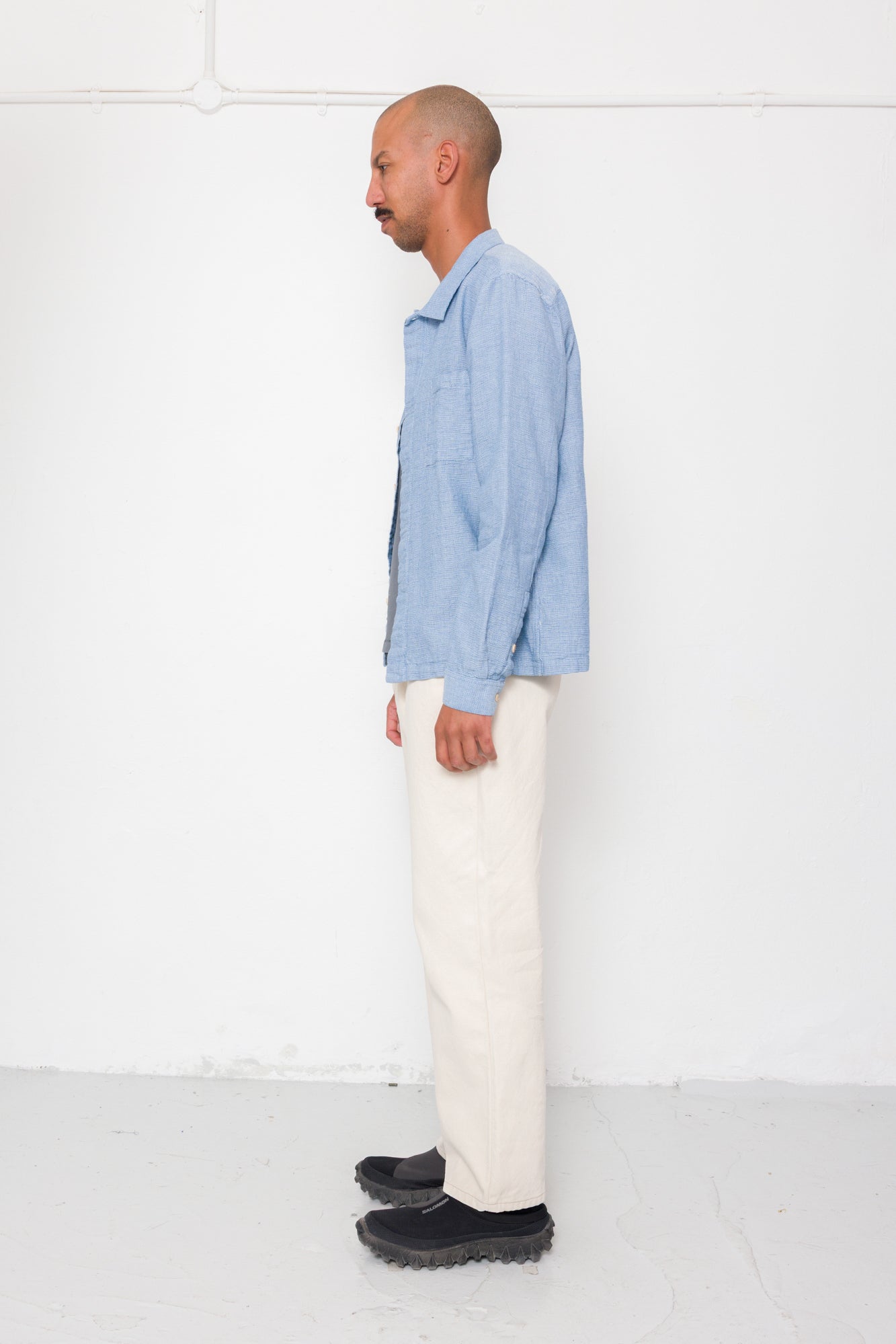 Patch Shirt - Light Indigo Basketweave
