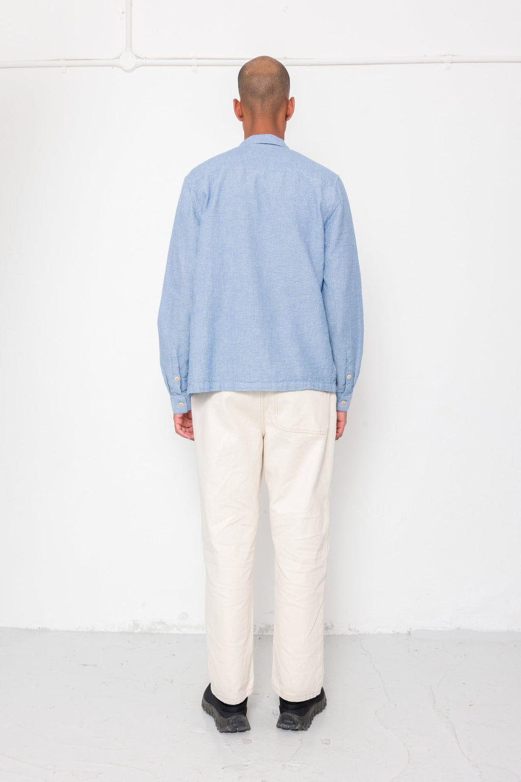 Patch Shirt - Light Indigo Basketweave