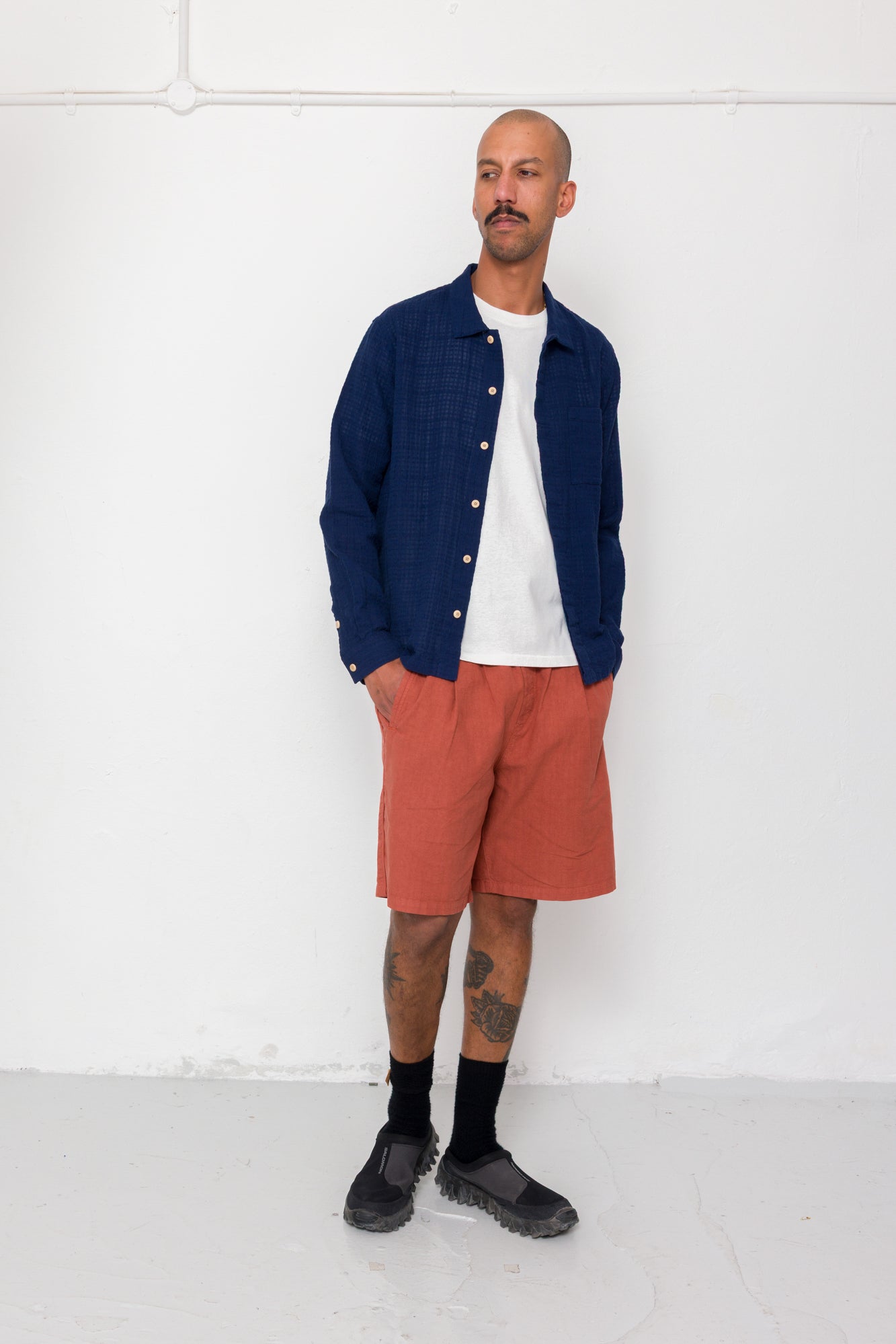 Patch Shirt - Navy Openweave