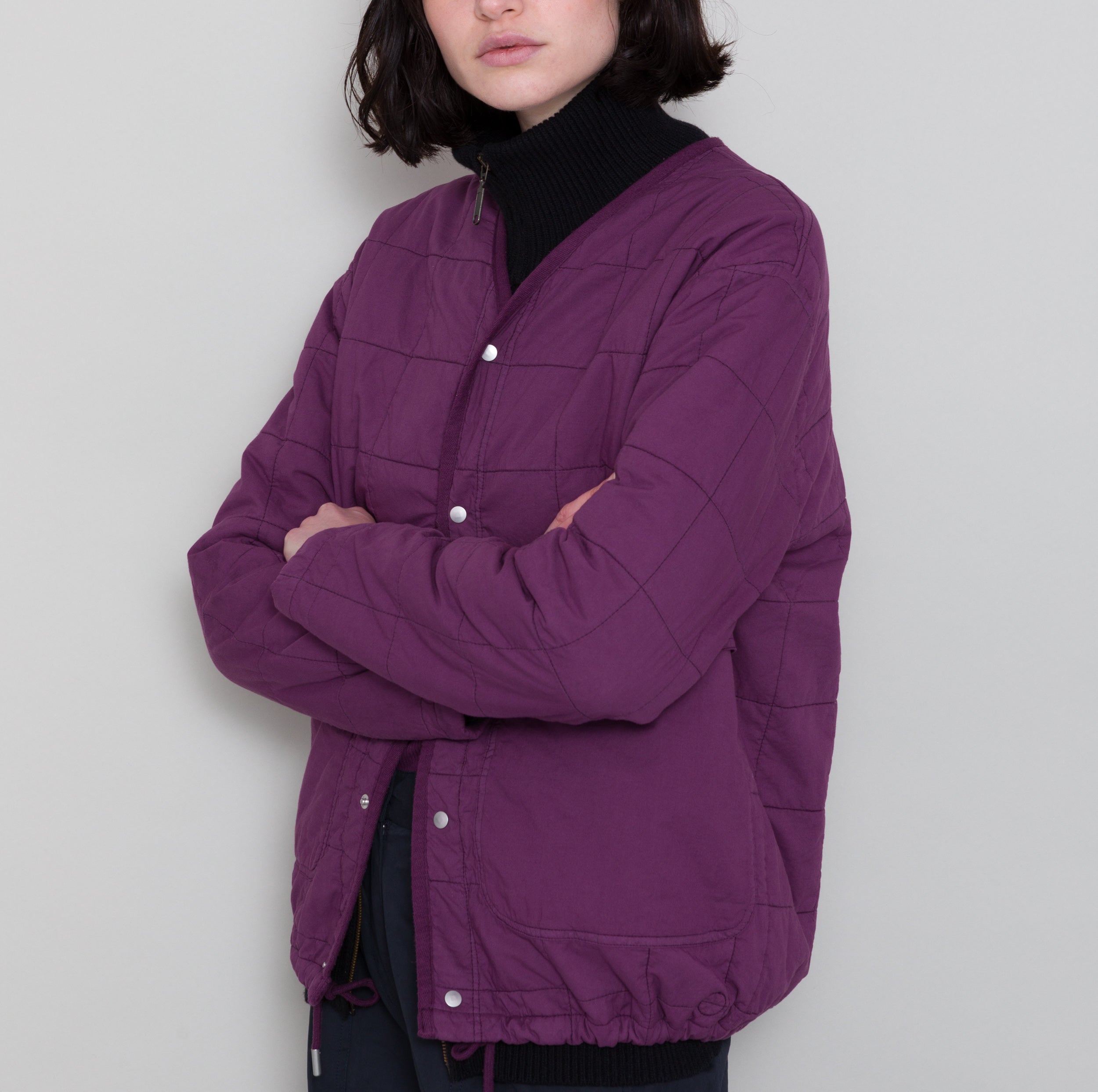Qulited Boxy Jacket - Wine