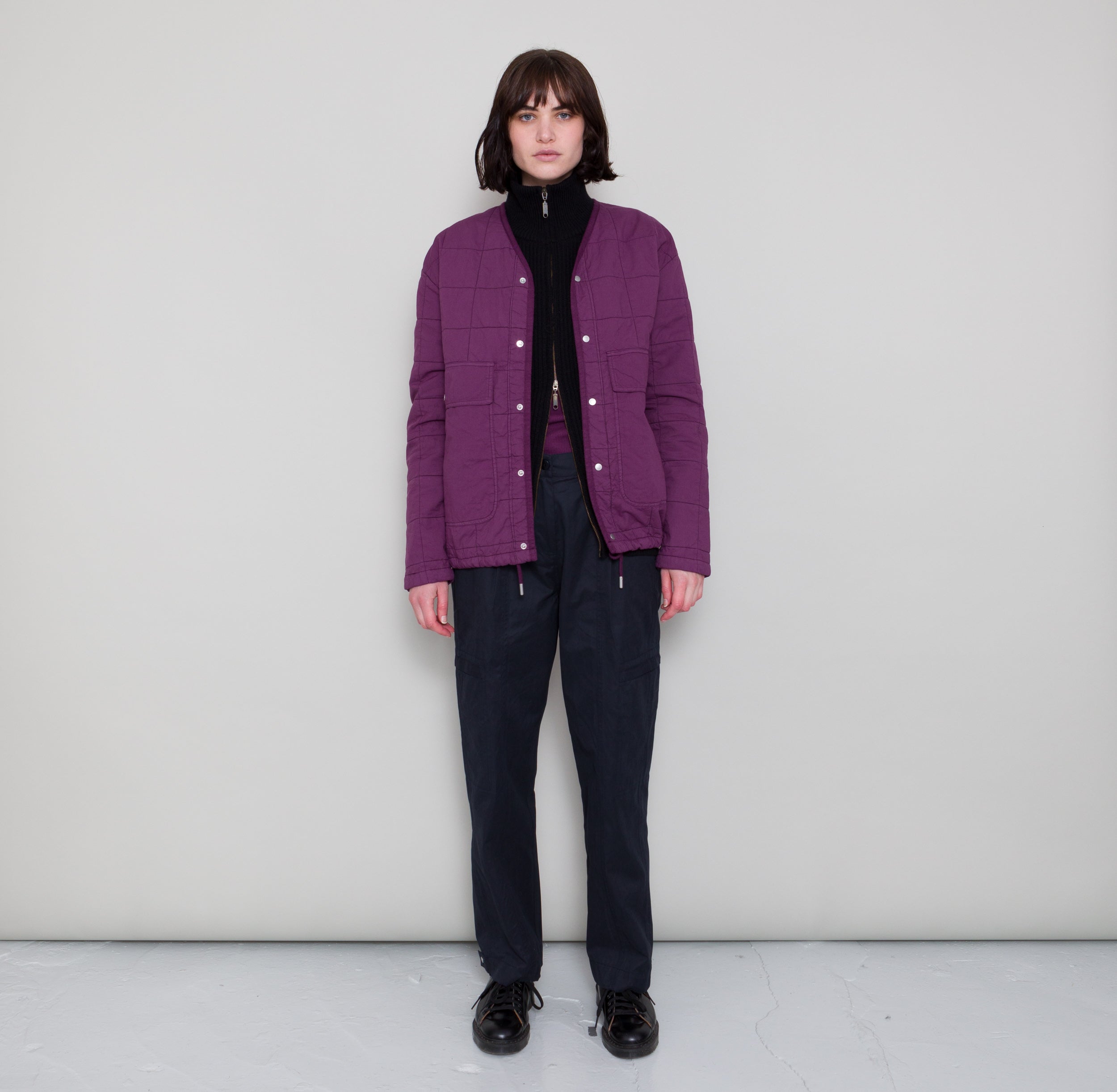 Qulited Boxy Jacket - Wine