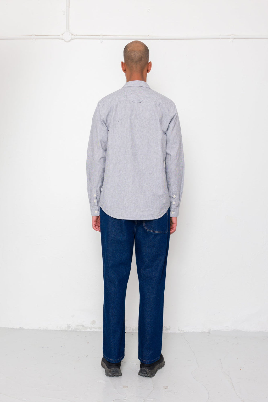 Relaxed Fit Shirt - Black Microstripe Linen