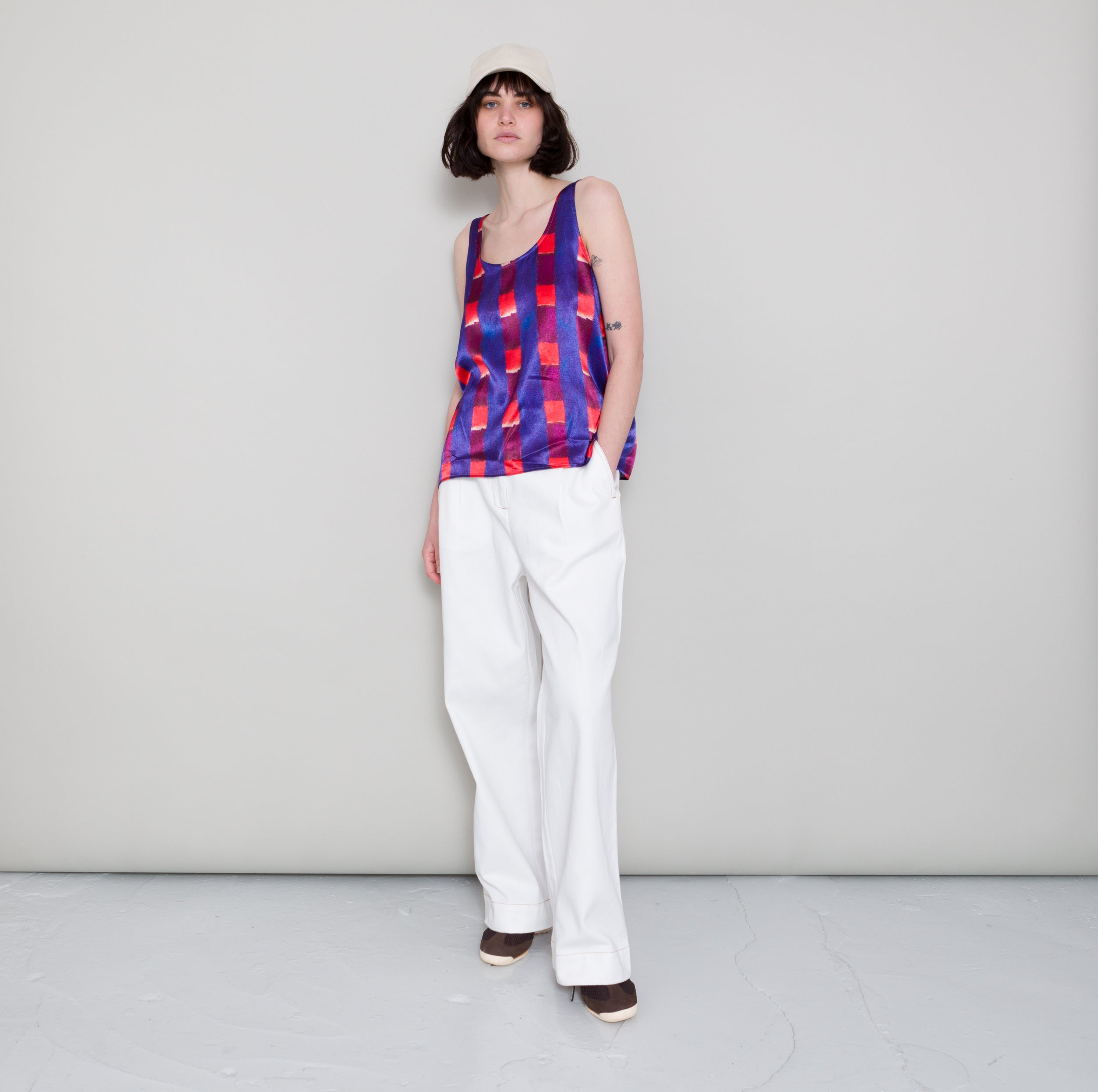 Scoop Back Vest - Painted Gingham Satin