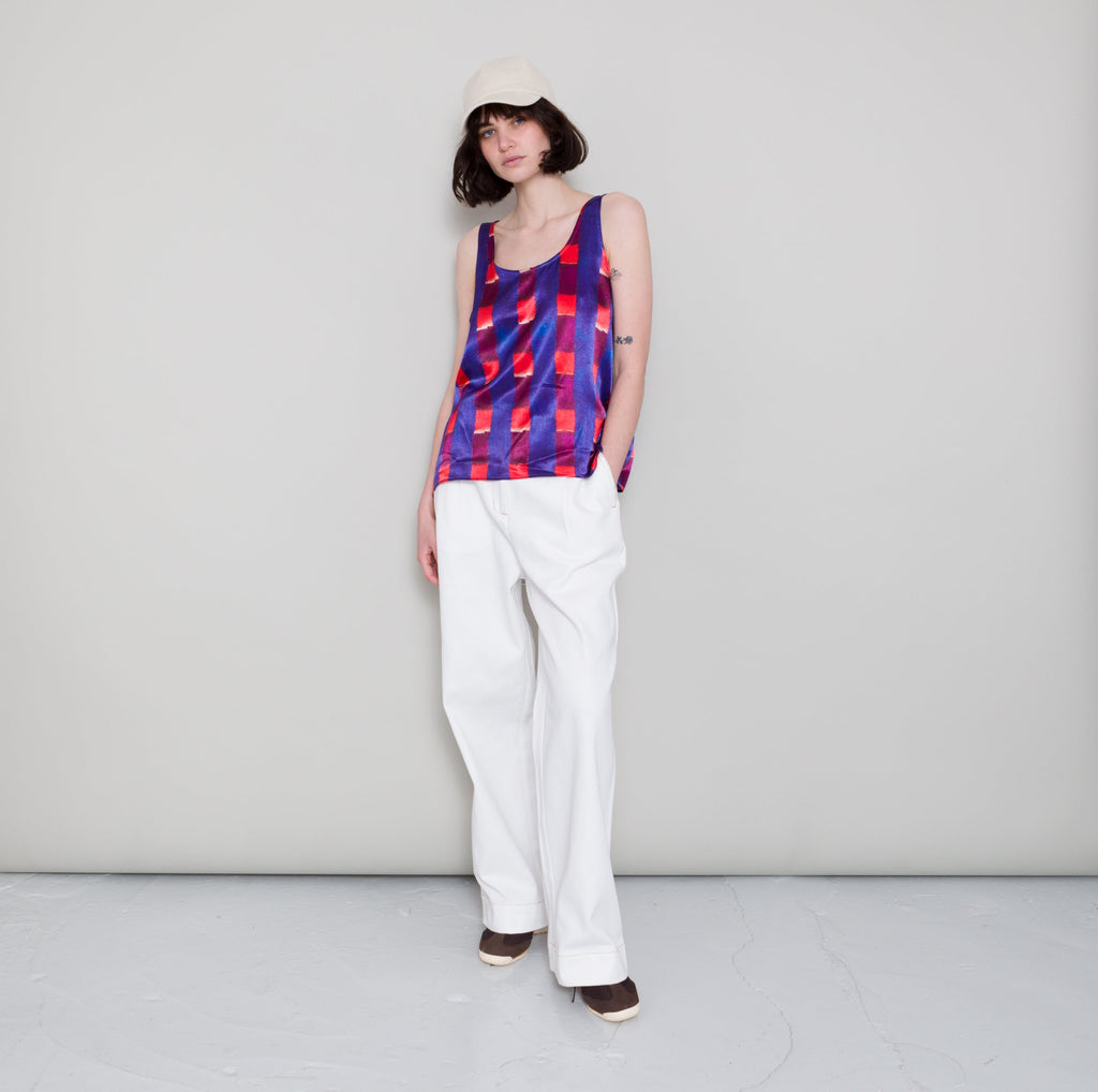 Scoop Back Vest - Painted Gingham Satin