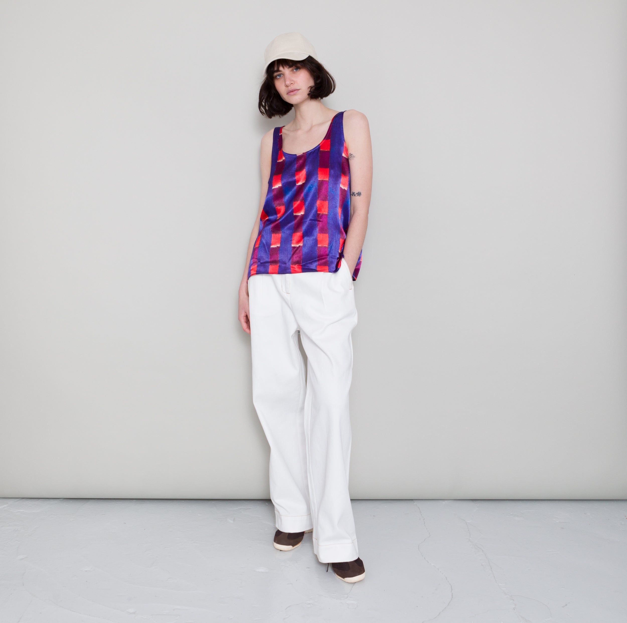 Scoop Back Vest - Painted Gingham Satin