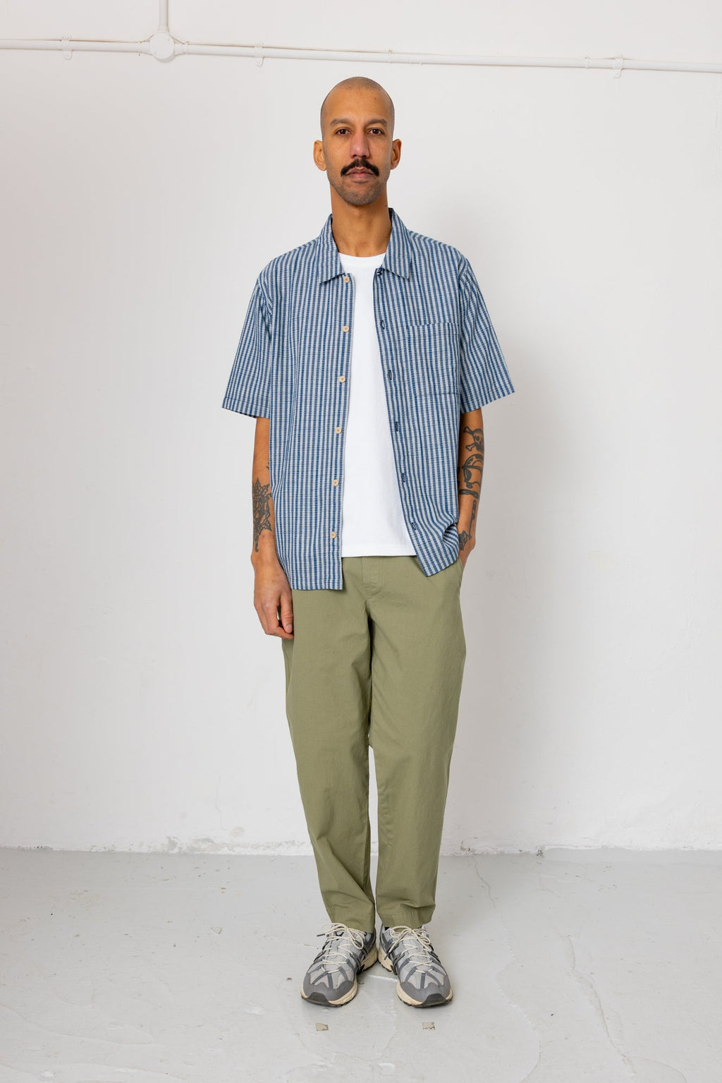 Gabe Shirt - Indigo Crinkle Mini Check
