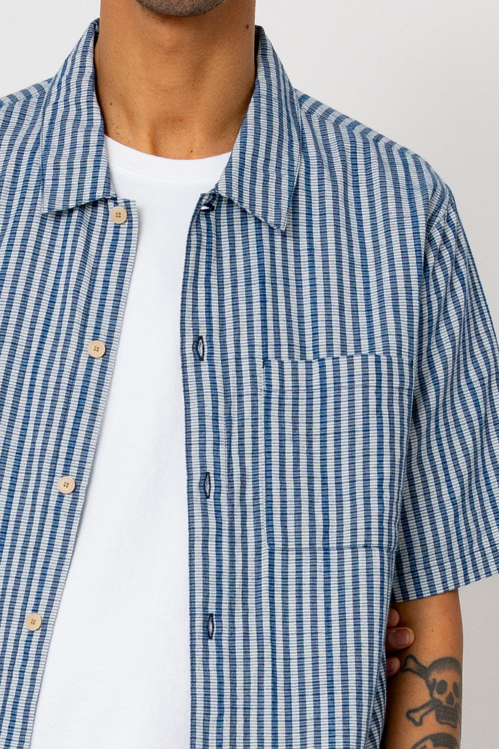 Gabe Shirt - Indigo Crinkle Mini Check