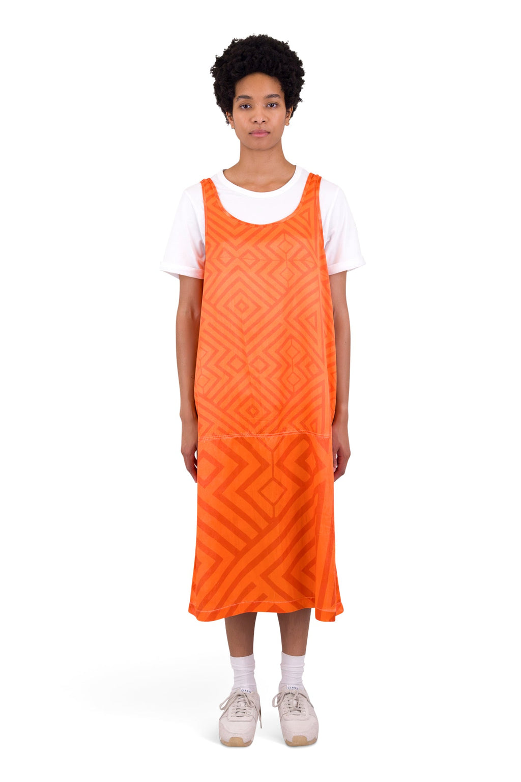 Slip Dress - Orange Coral Diamond Print