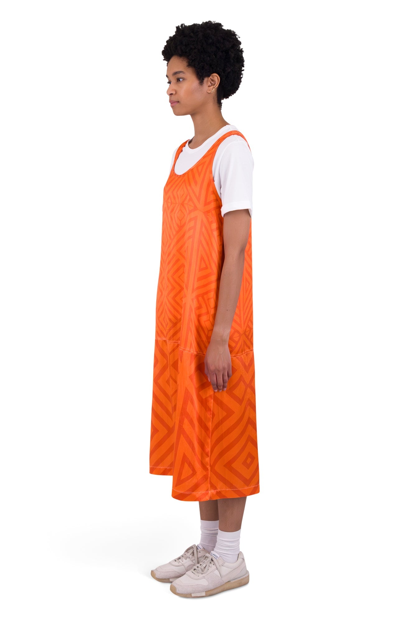 Slip Dress - Orange Coral Diamond Print
