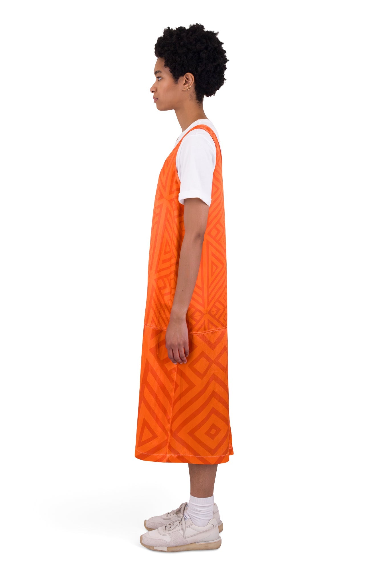 Slip Dress - Orange Coral Diamond Print