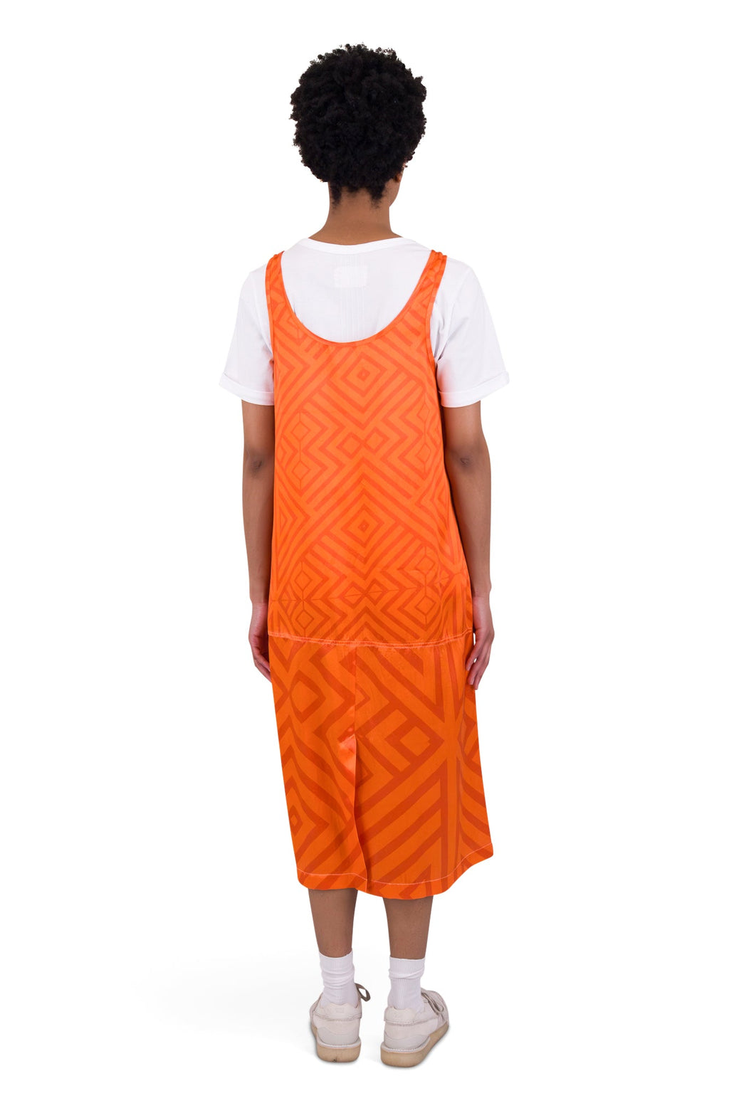 Slip Dress - Orange Coral Diamond Print