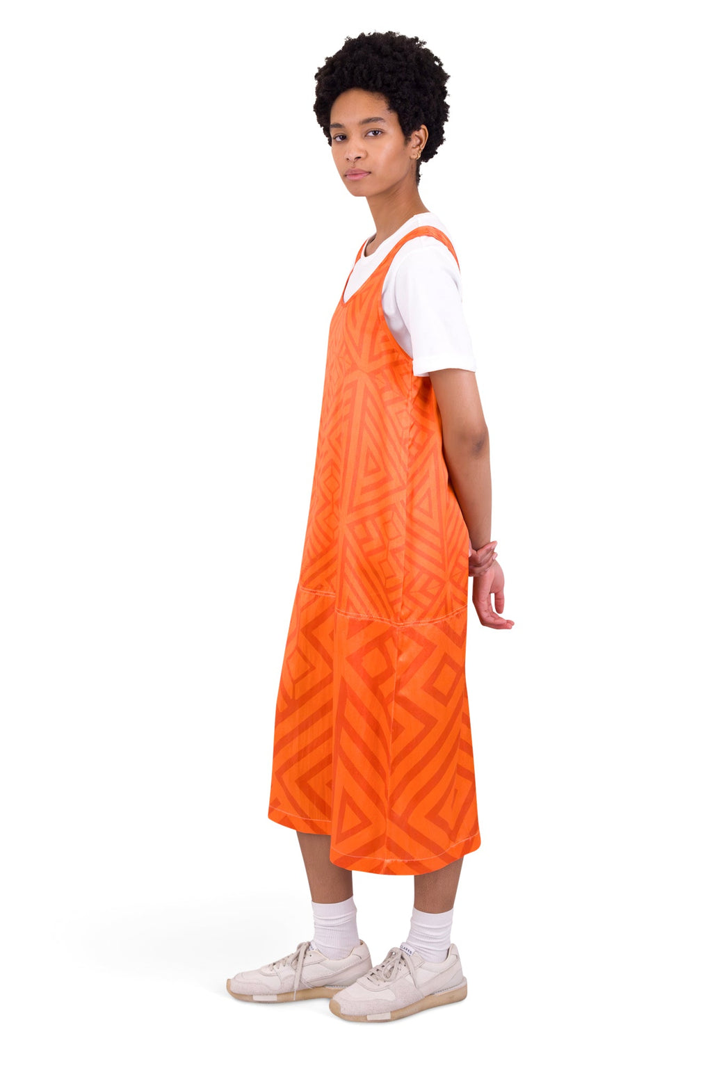 Slip Dress - Orange Coral Diamond Print