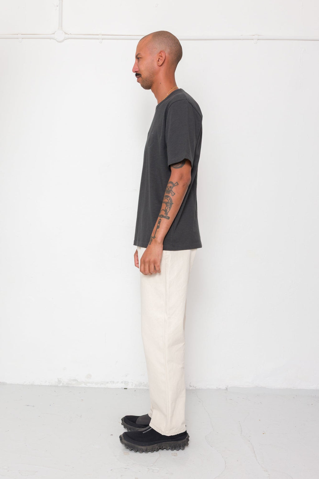 Slub Embroidered T-Shirt - Soft Black
