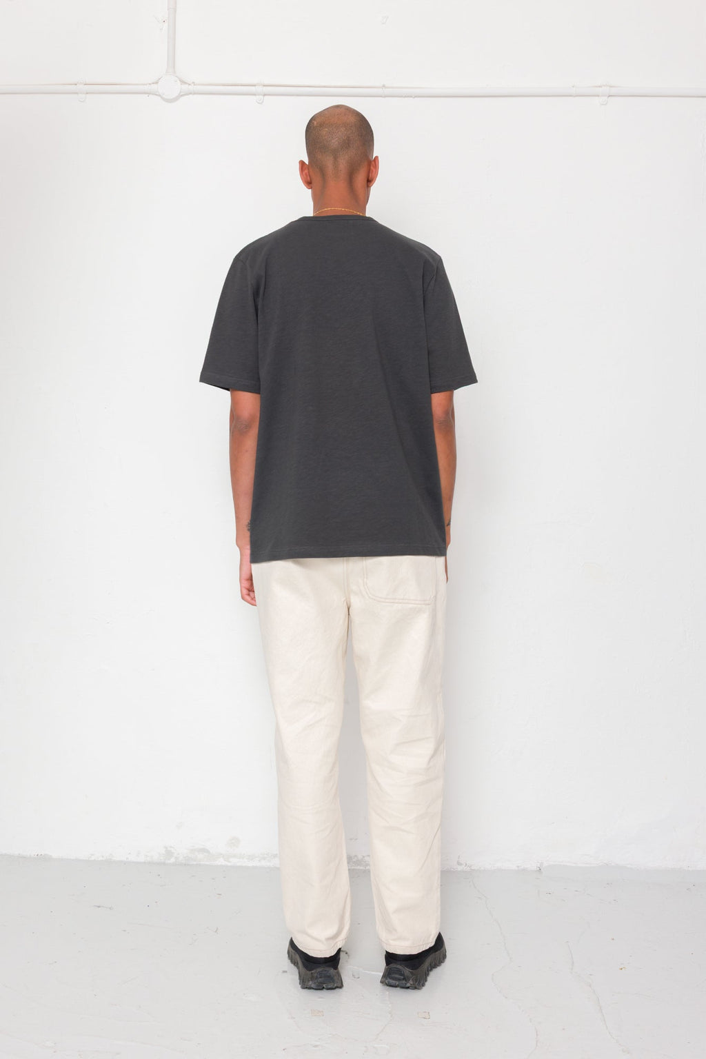 Slub Embroidered T-Shirt - Soft Black