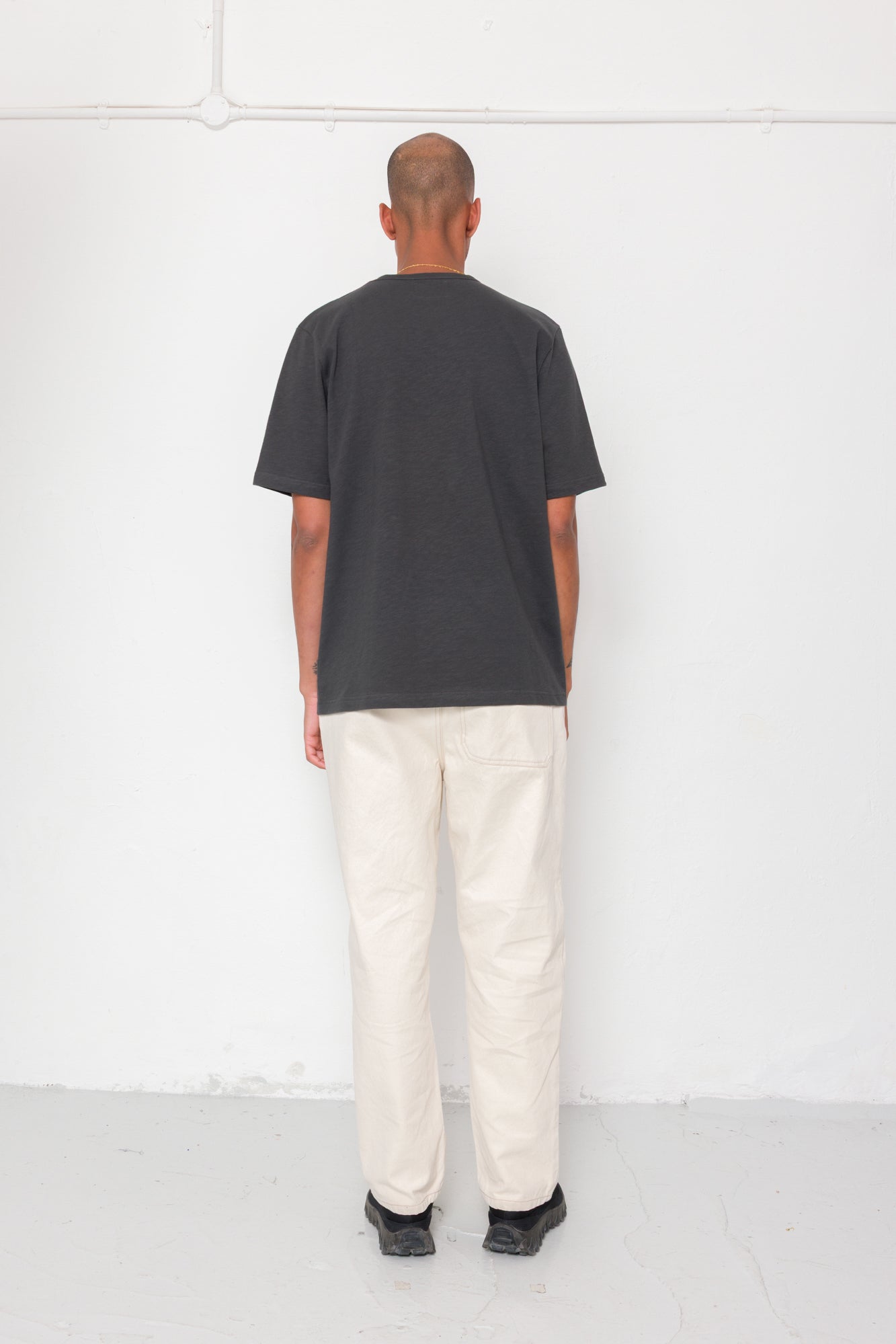 Slub Embroidered T-Shirt - Soft Black