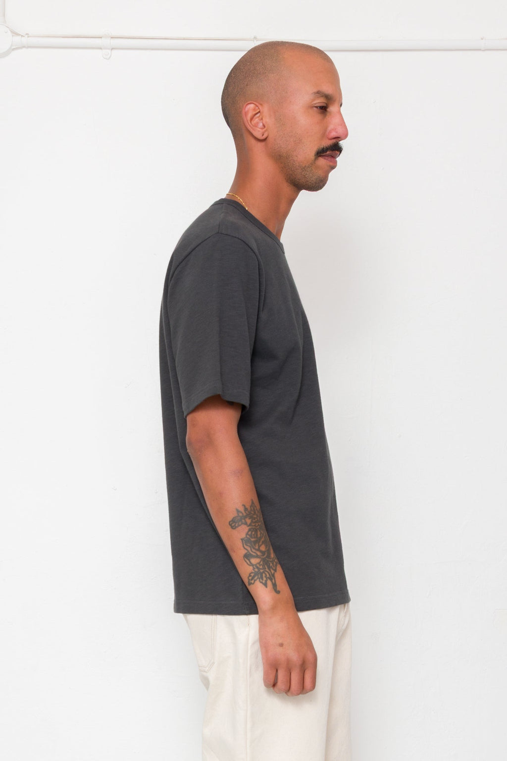 Slub Embroidered T-Shirt - Soft Black