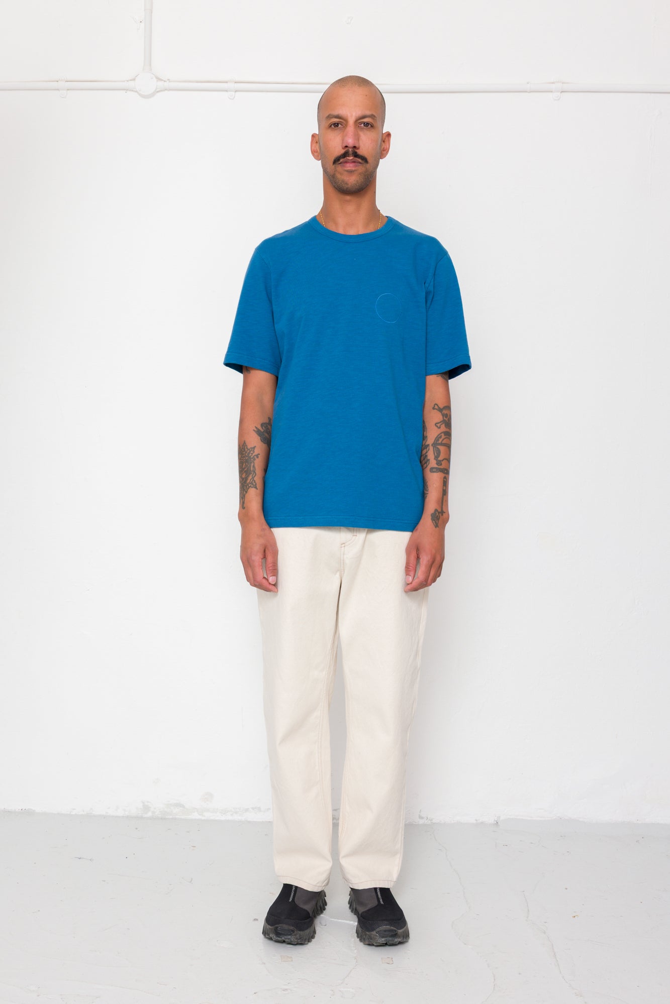 Slub Embroidered T-Shirt - Soft Blue