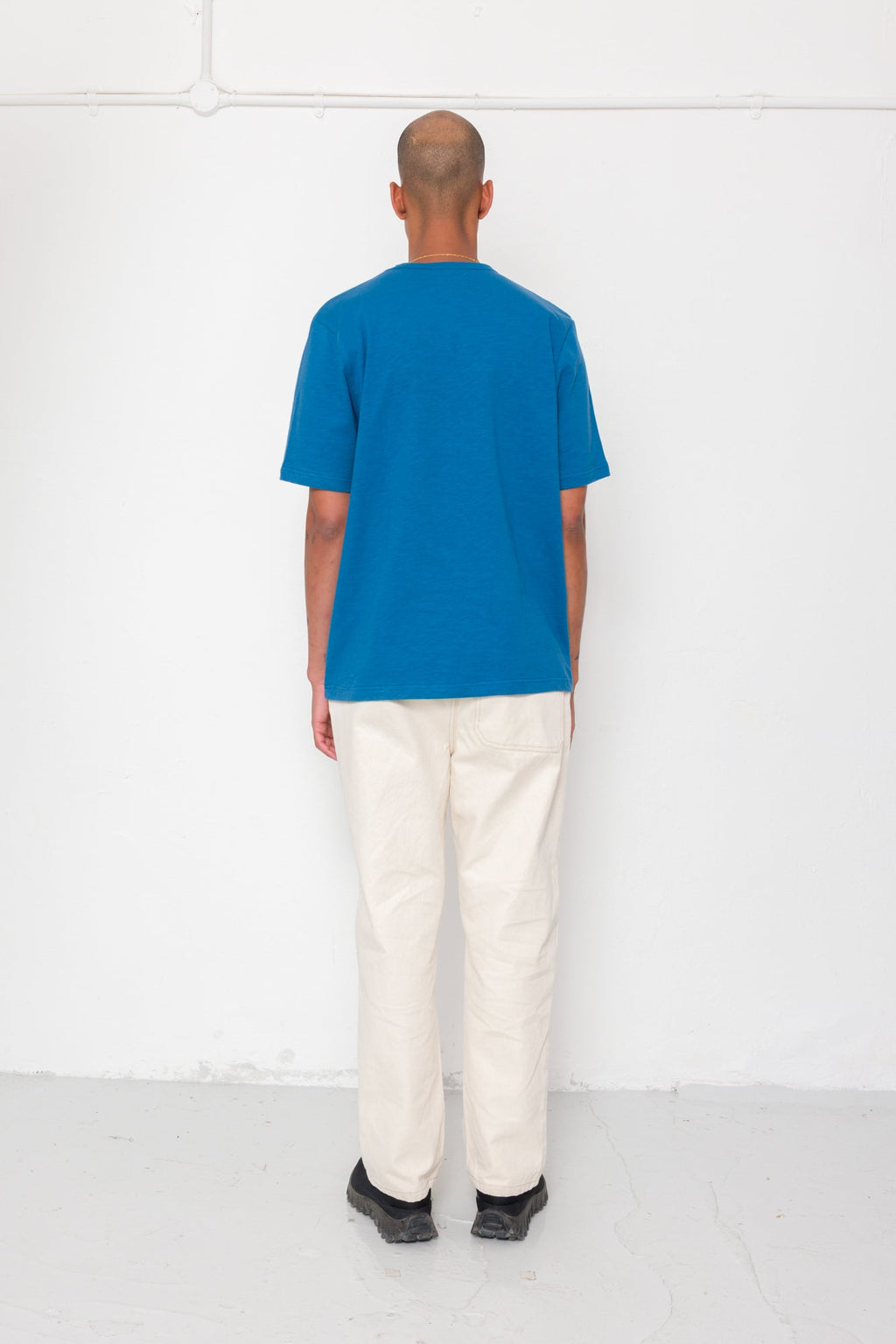 Slub Embroidered T-Shirt - Soft Blue