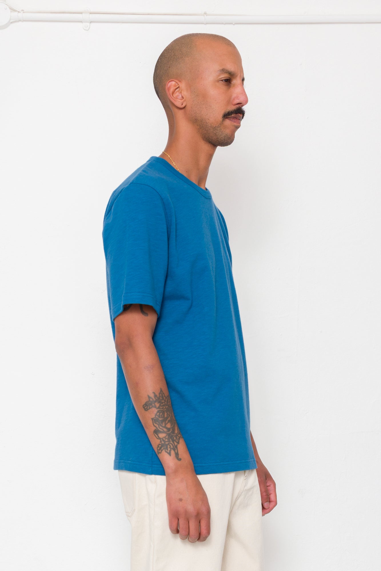 Slub Embroidered T-Shirt - Soft Blue
