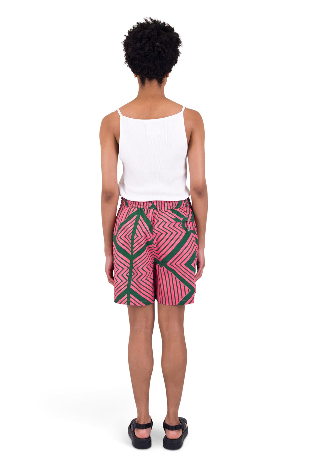 Wide Signal Shorts - Pink Green Diamond Print