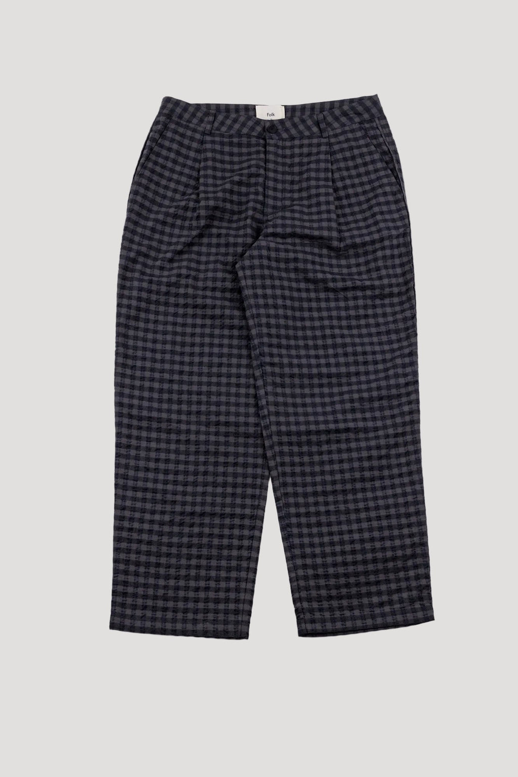 Wide Fit Trouser - Navy Crinkle Check