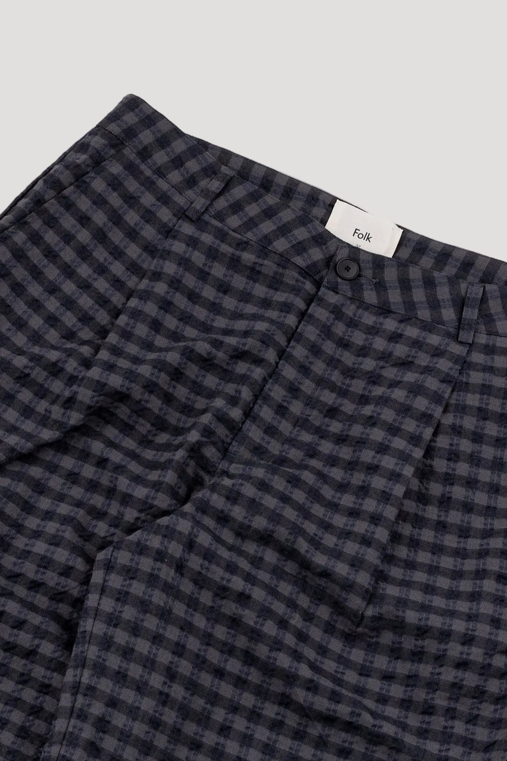 Wide Fit Trouser - Navy Crinkle Check