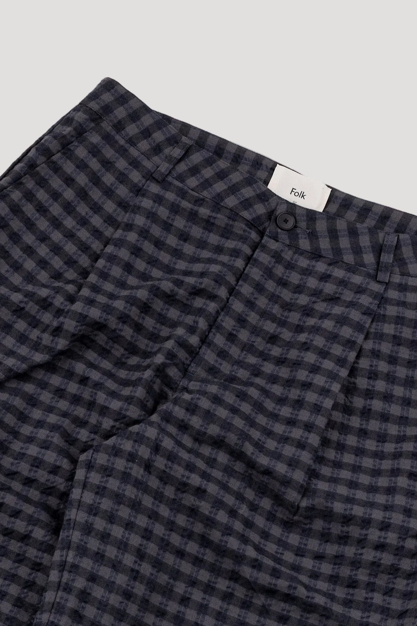 Wide Fit Trouser - Navy Crinkle Check