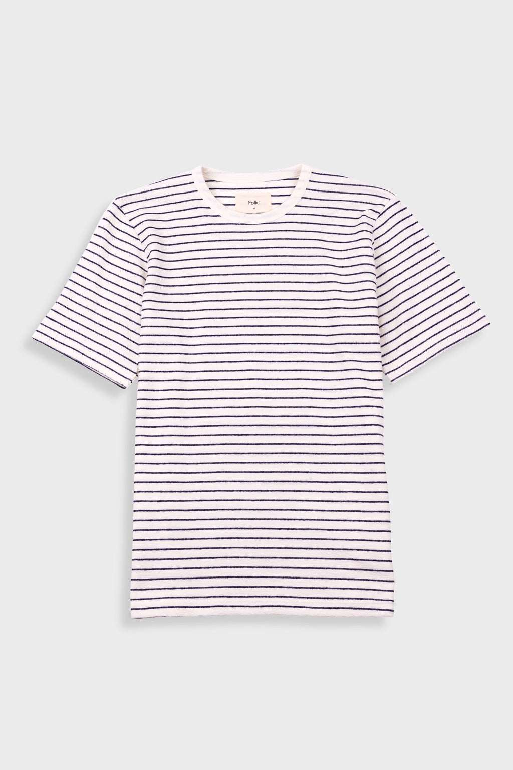 Short Sleeve Textured Striped T-Shirt - Ecru Navy