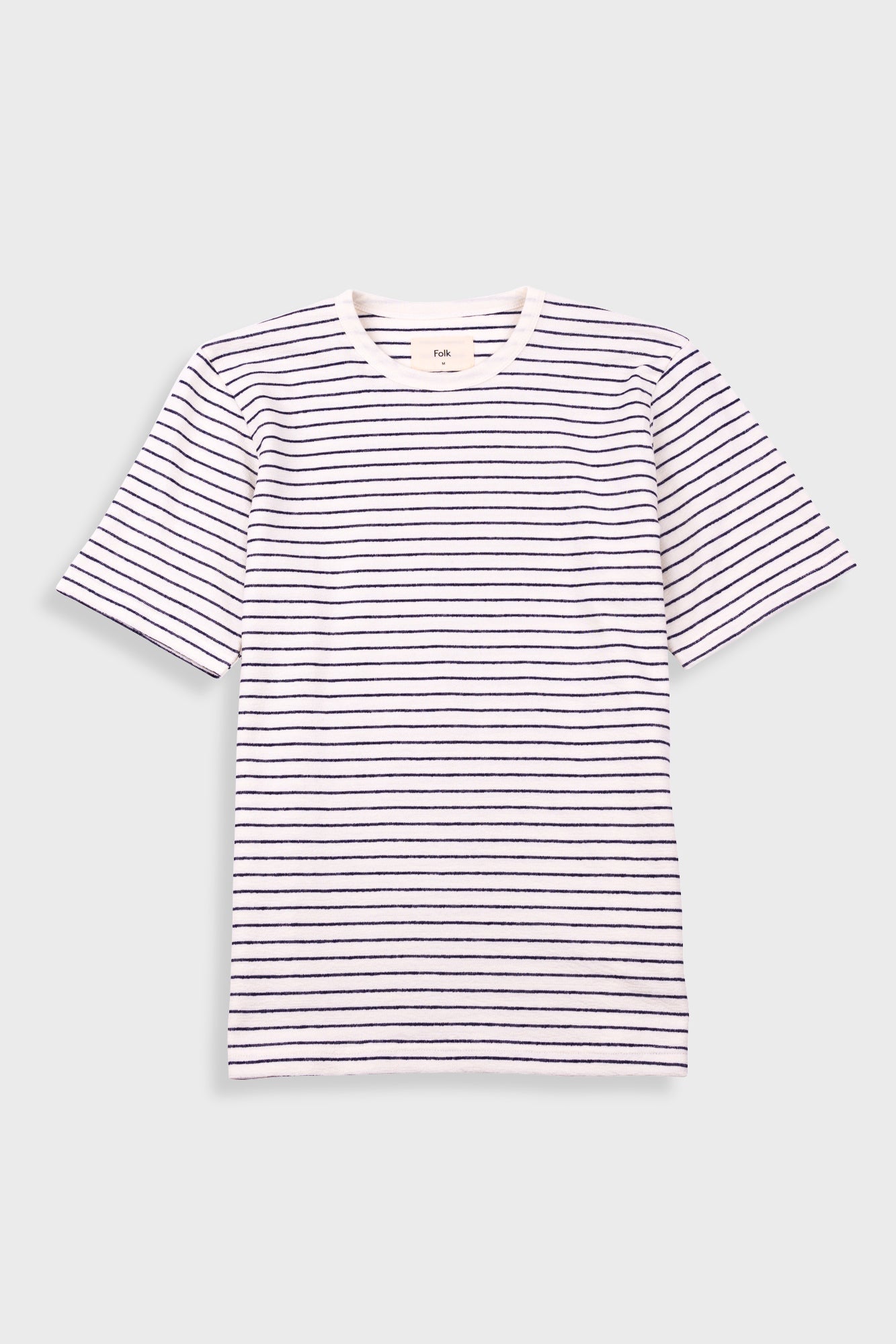 Short Sleeve Textured Striped T-Shirt - Ecru Navy