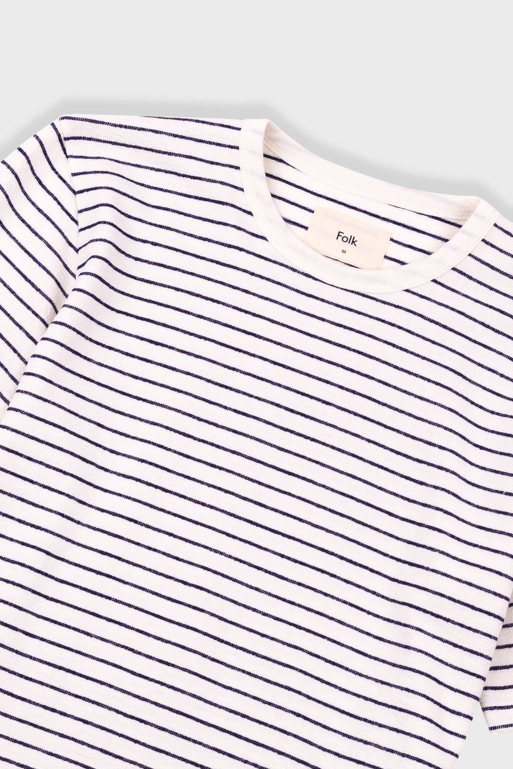Short Sleeve Textured Striped T-Shirt - Ecru Navy