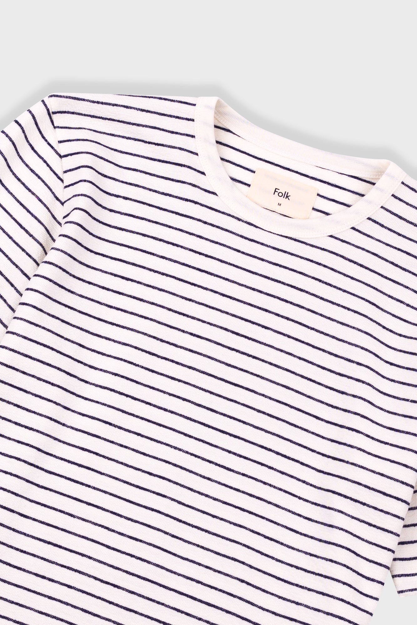 Short Sleeve Textured Striped T-Shirt - Ecru Navy