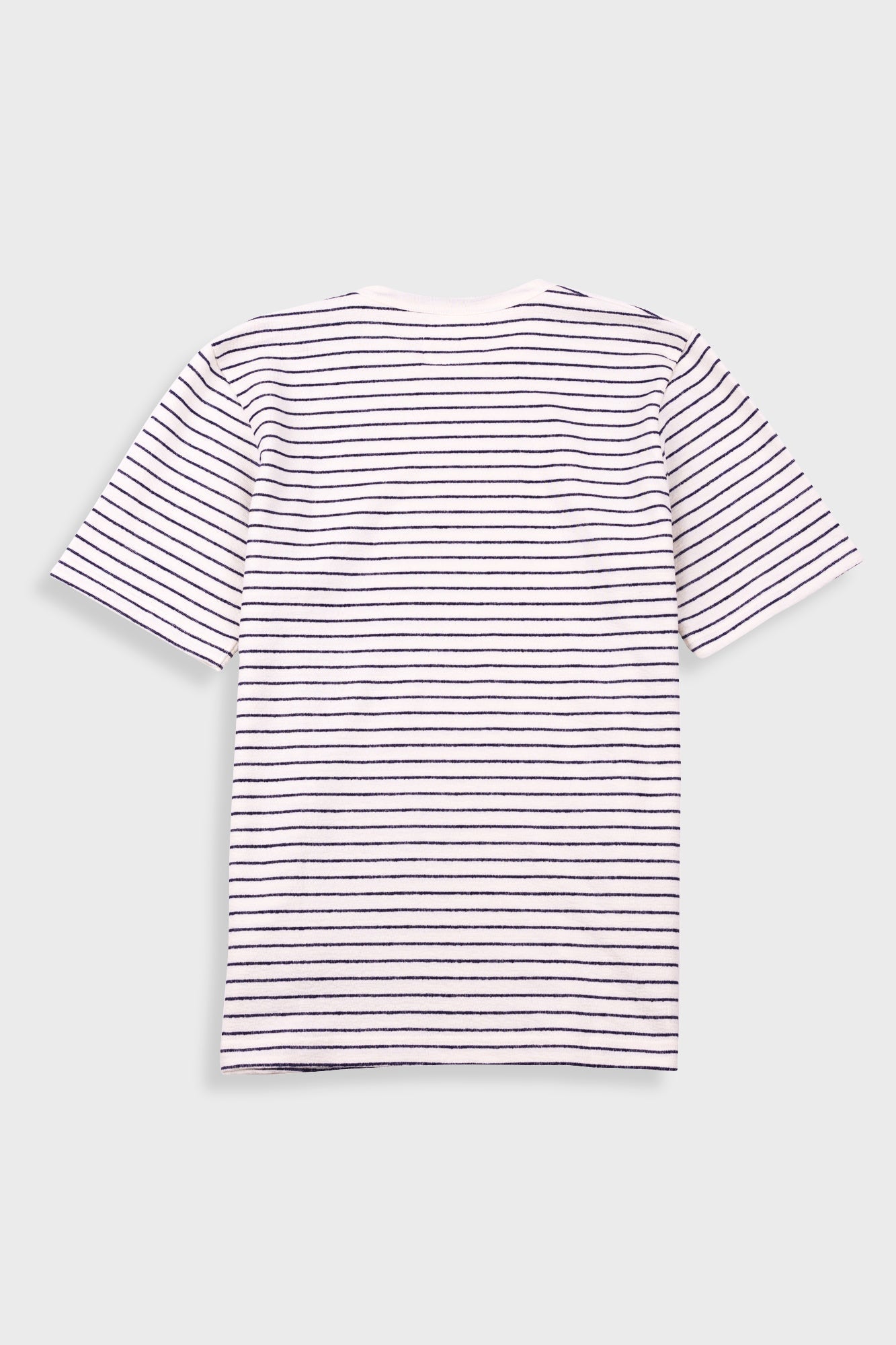 Short Sleeve Textured Striped T-Shirt - Ecru Navy